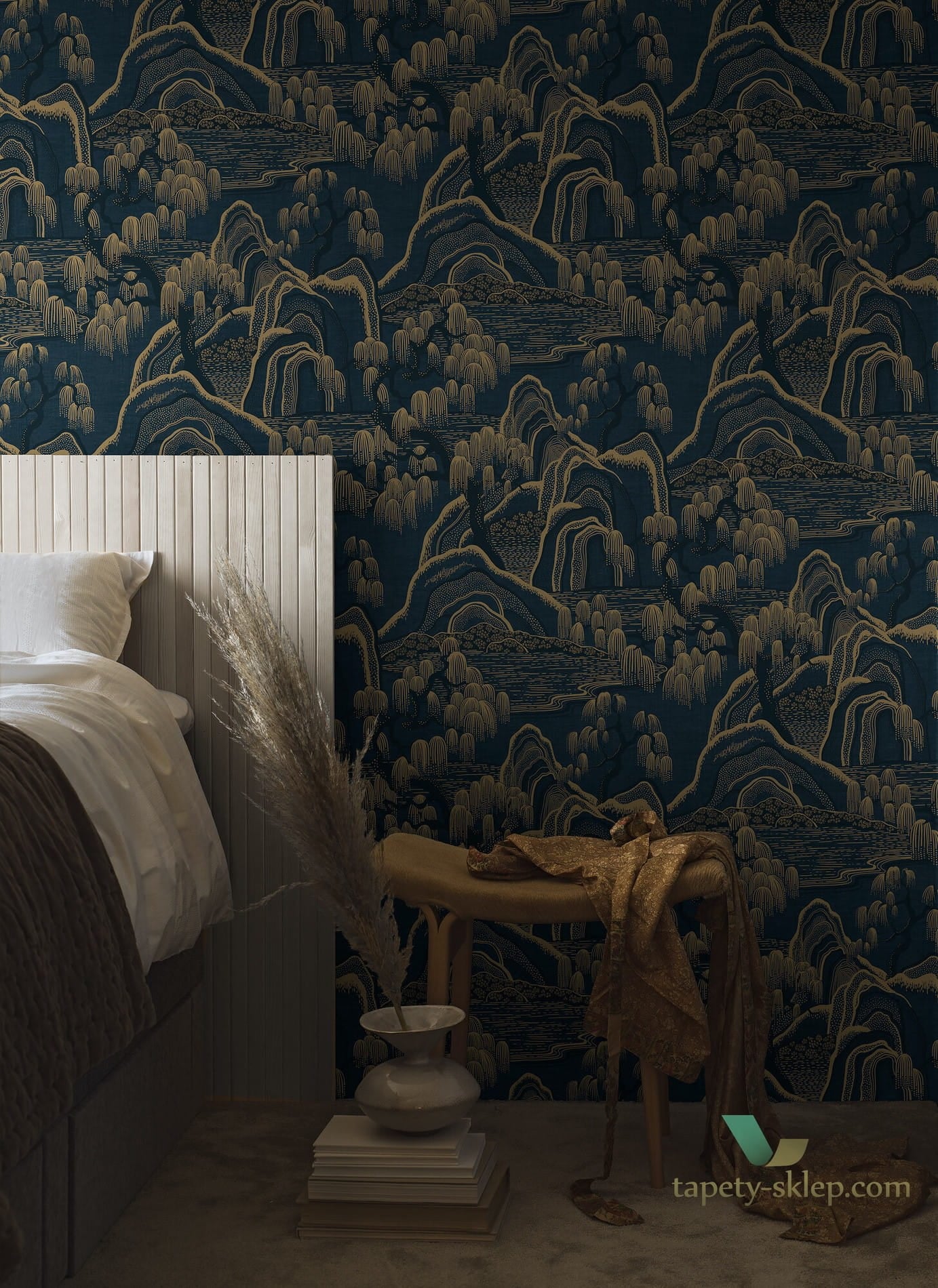 Tapeta w japońskim stylu Boras 3134 Indigo Garden Eastern Simplicity
