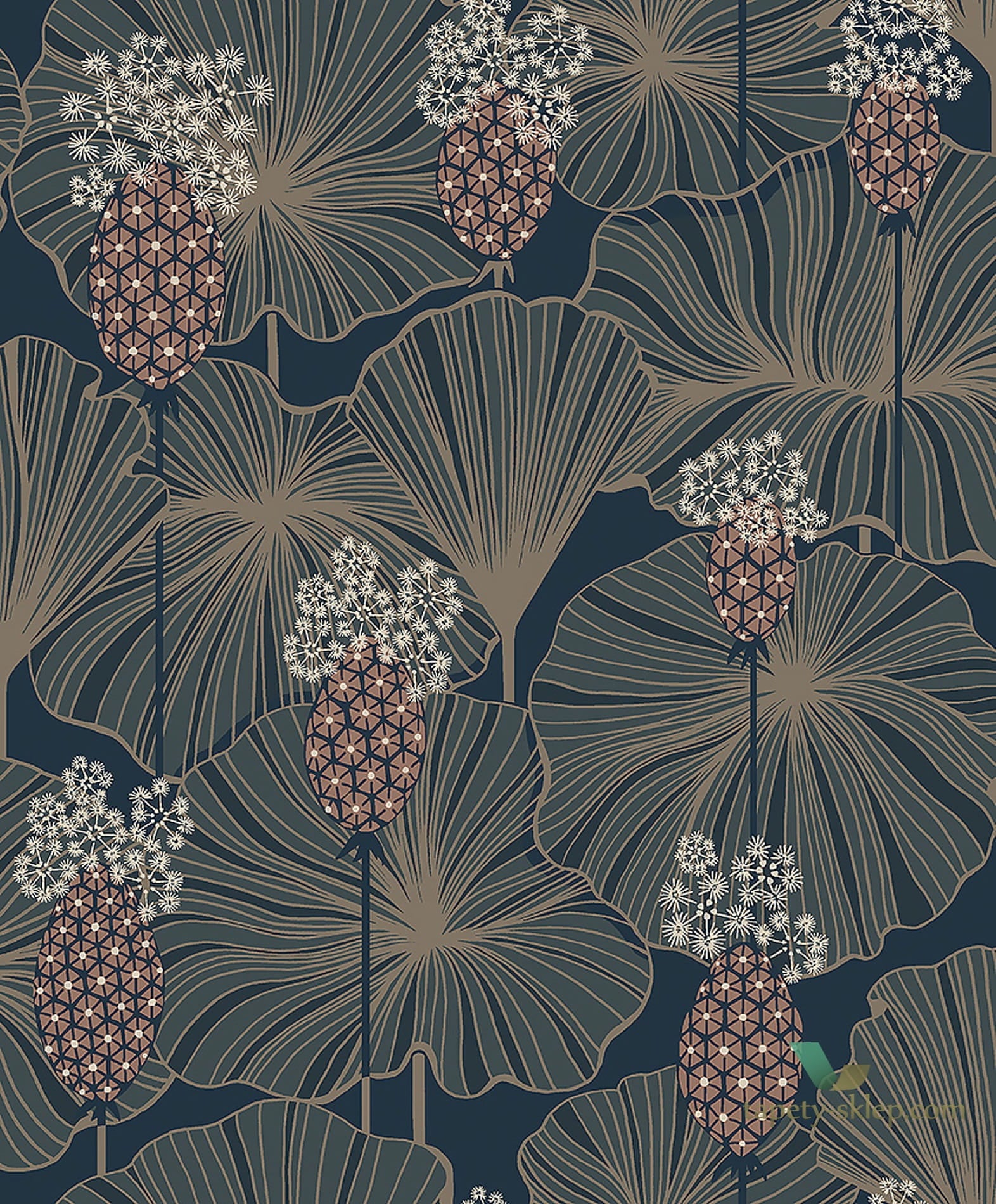 Tapeta wzór roślinny Boras 3118 Umbrella Leaves Eastern Simplicity