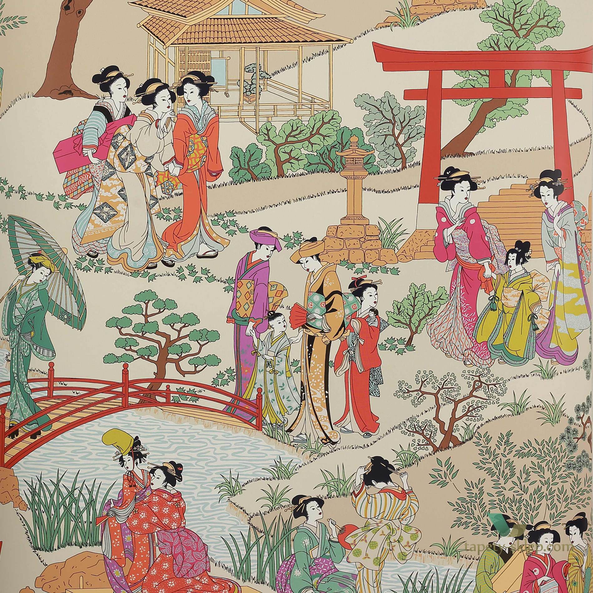 Tapeta w japońskim stylu Manuel Canovas 03092-02 Geishas Papier Peints VOL.7