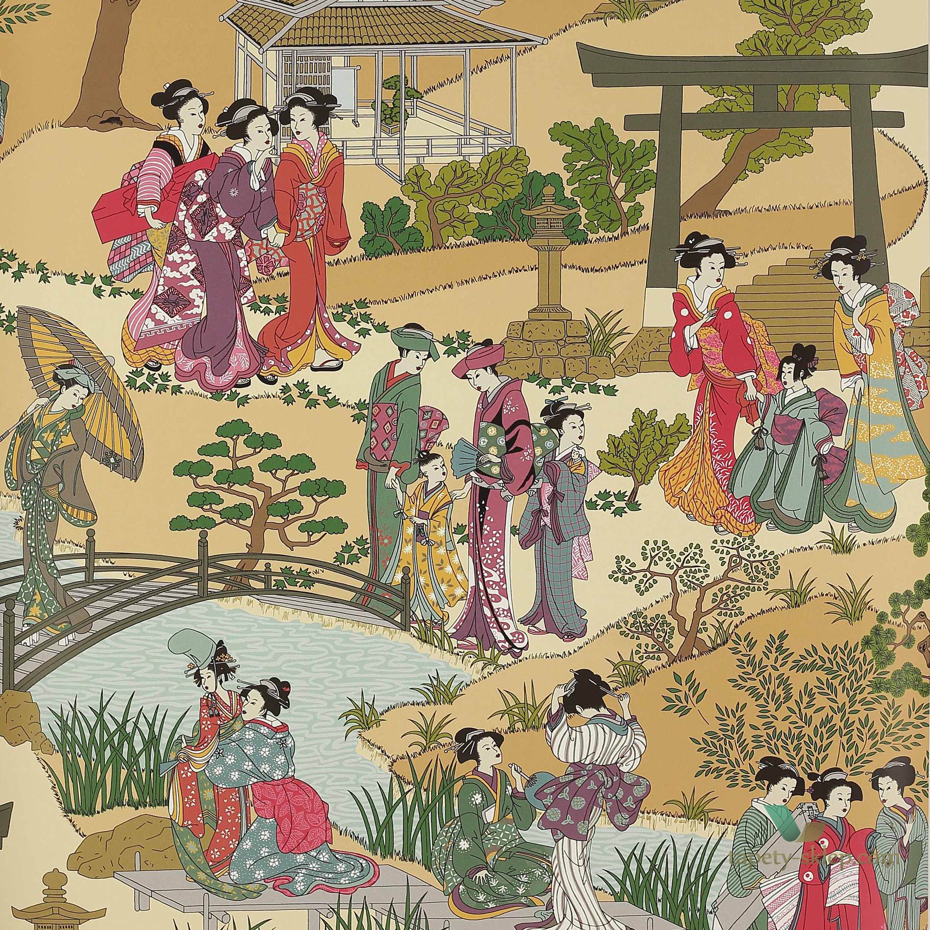 Tapeta w japońskim stylu Manuel Canovas 03092-03 Geishas Papier Peints VOL.7