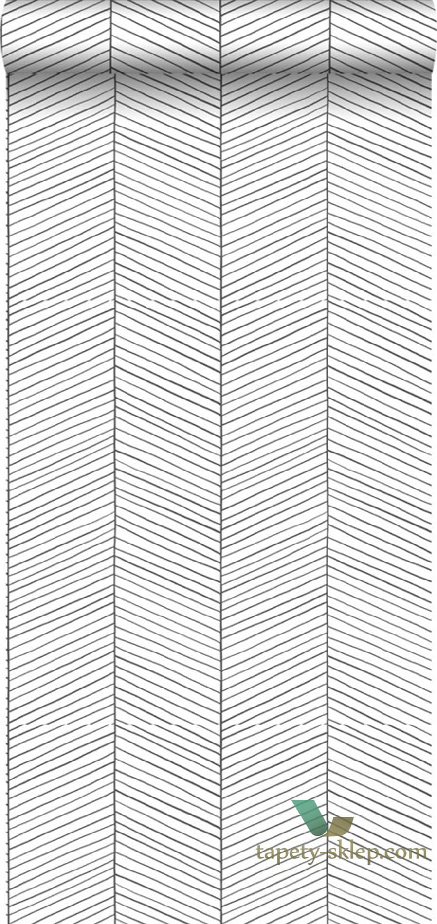 Tapeta Jodełka 139106 w stylu skandynawskim  Black and White