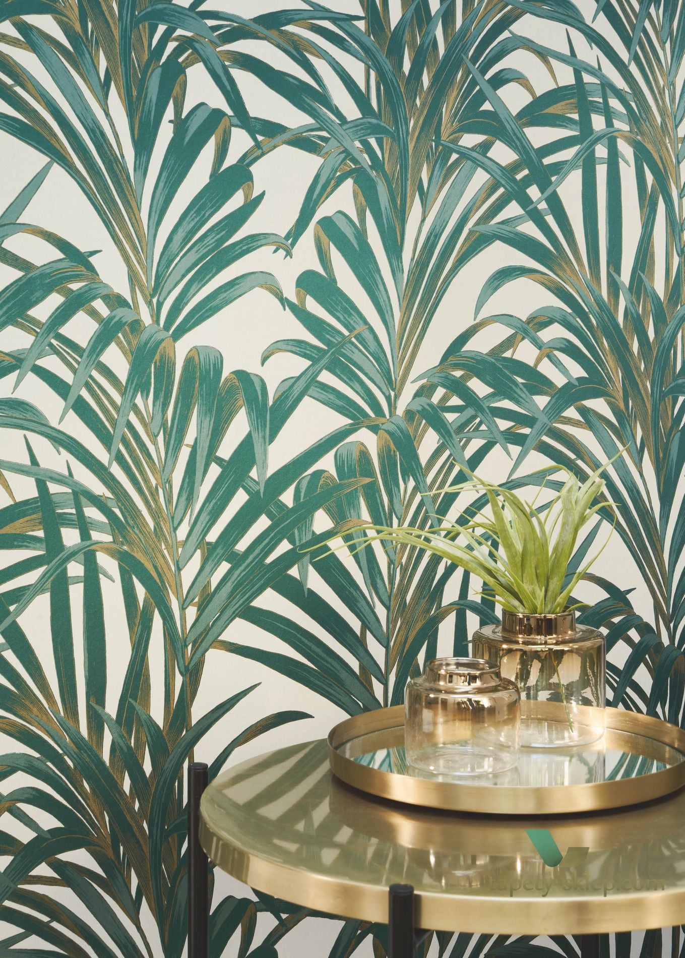 Tapeta w liście palmy Casadeco MNCT 28922318 Fougeres 1930
