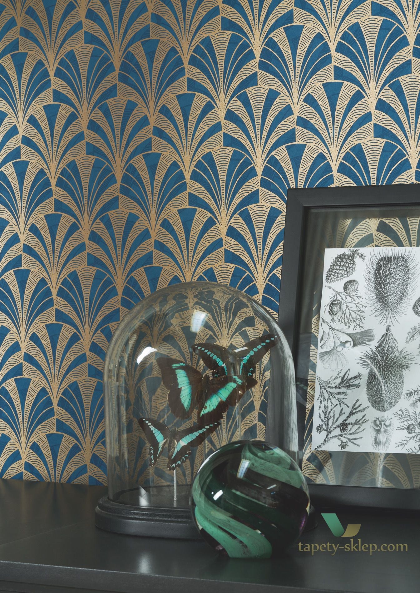 Tapeta wachlarze w stylu Art-deco Casadeco MNCT 85739525 Palmette 1930