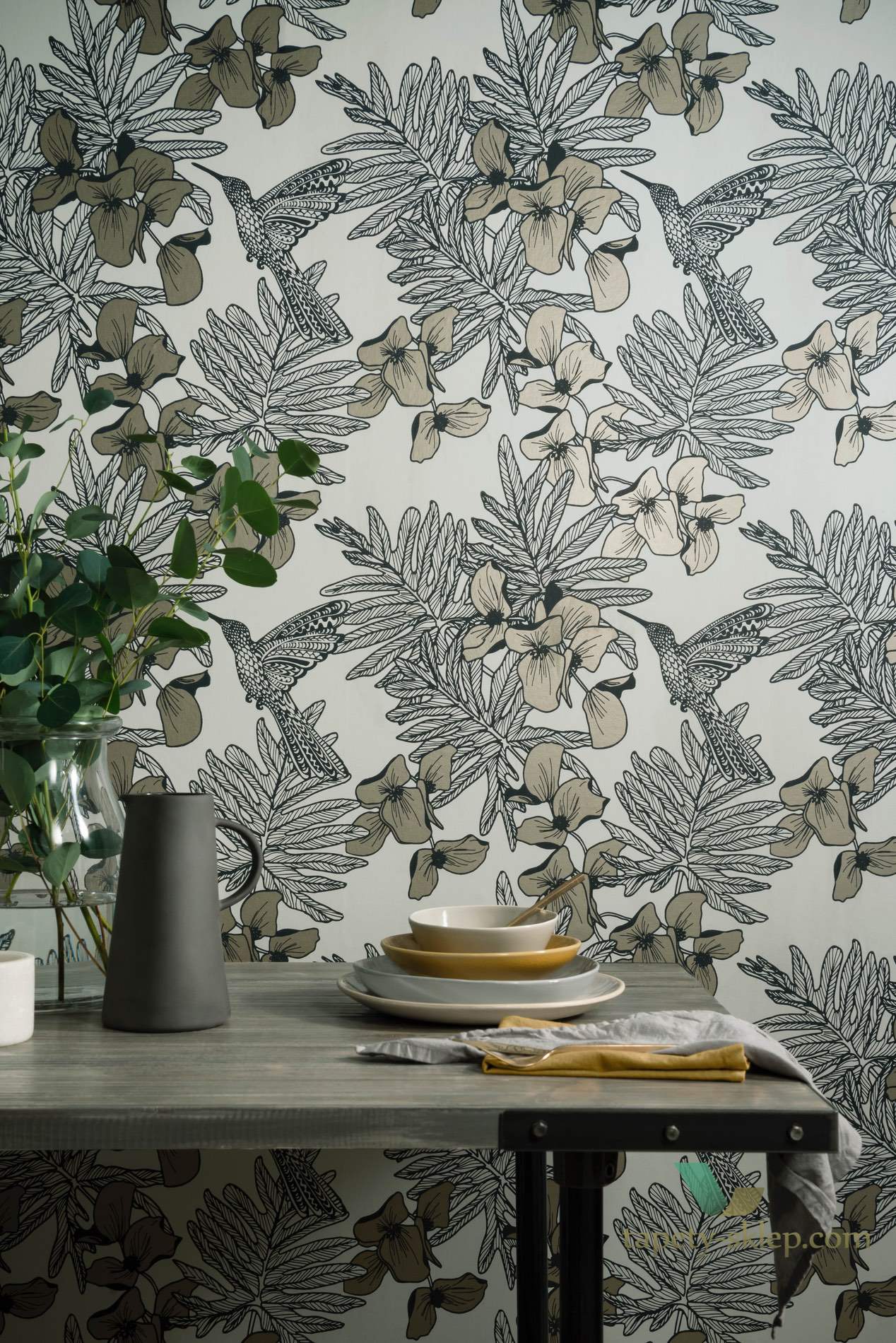 Tapeta 1838 Wallcoverings 1804-117-06 Hummingbird Jet Aurora
