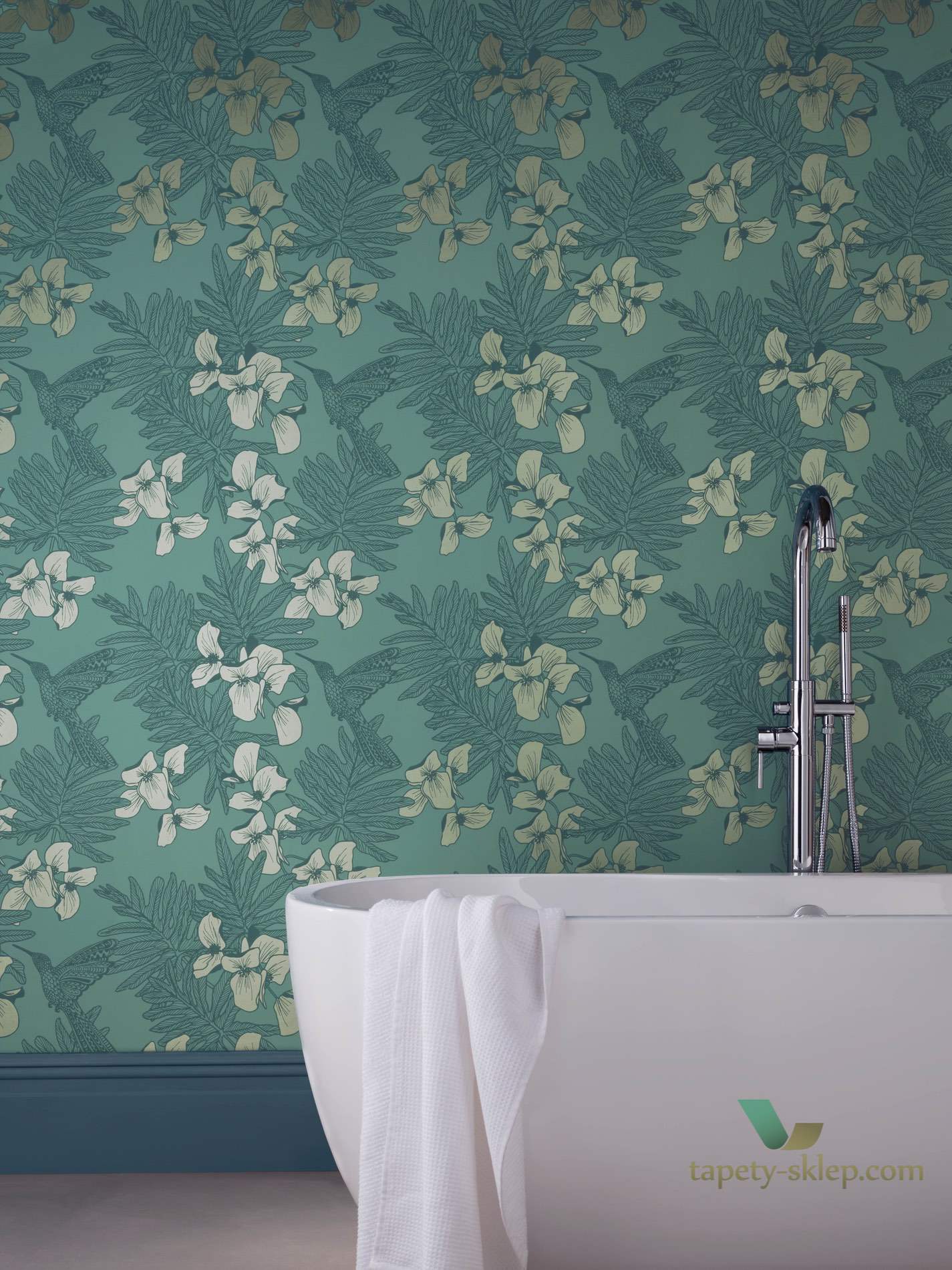 Tapeta 1838 Wallcoverings 1804-117-03 Hummingbird Seafoam Aurora