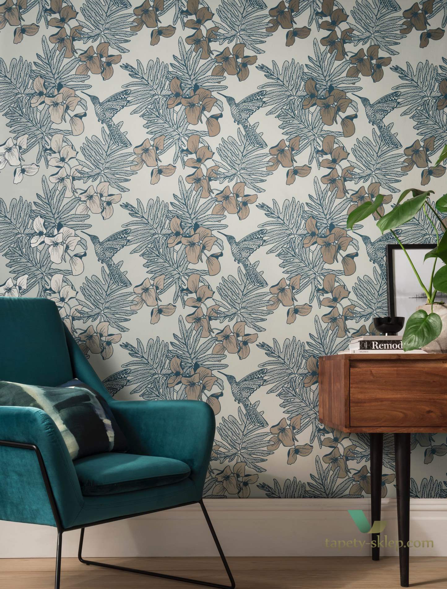 Tapeta 1838 Wallcoverings 1804-117-02 Hummingbird Lagoon Aurora