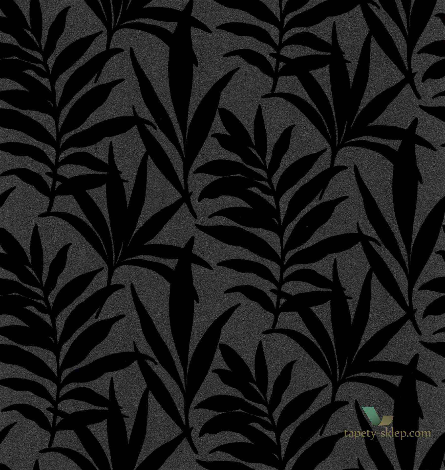 Tapeta 1838 Wallcoverings 1703-113-07 Verdi  Black Flock Camellia