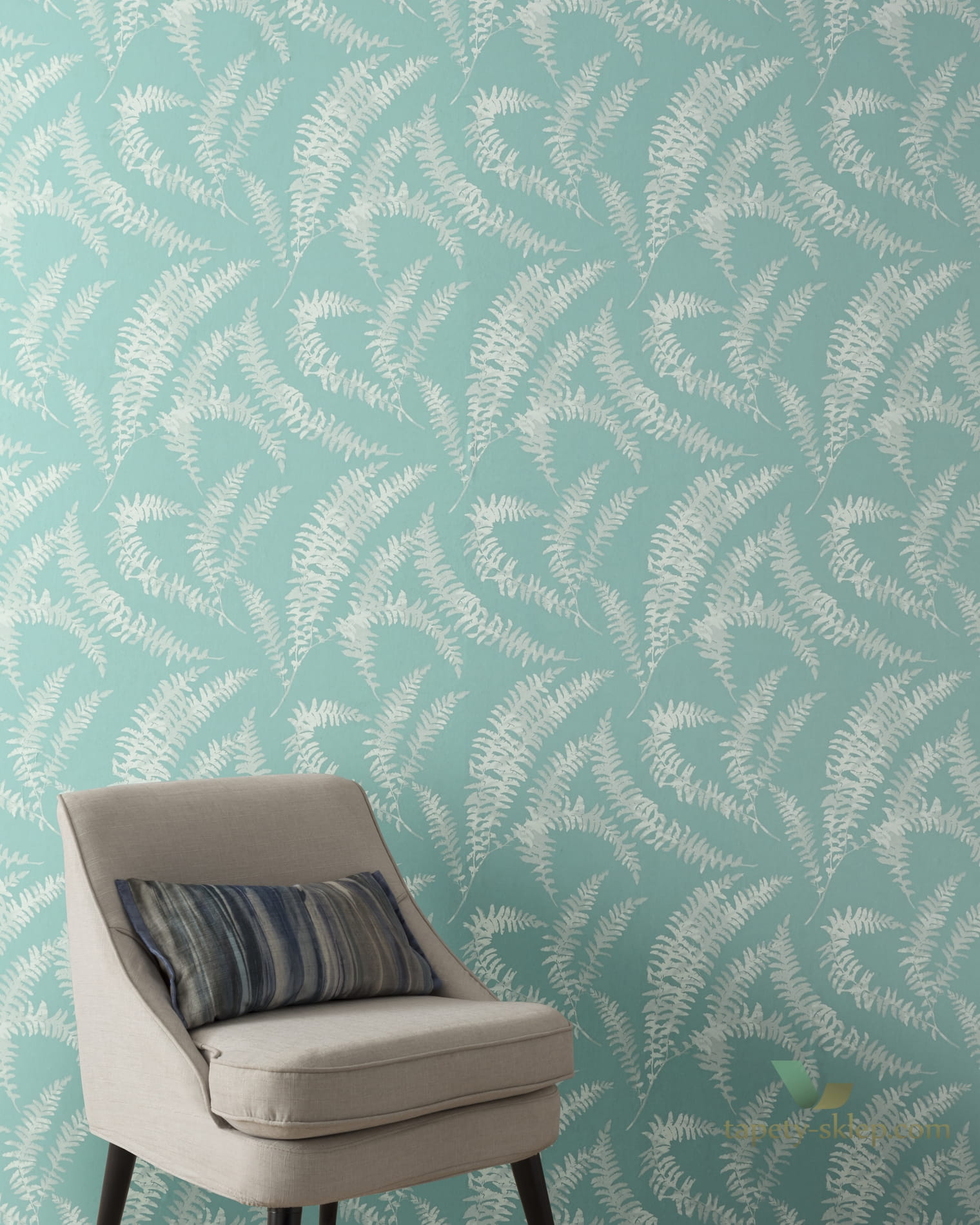 Tapeta 1838 Wallcoverings 1905-125-01 Felci Aquamarine Capri