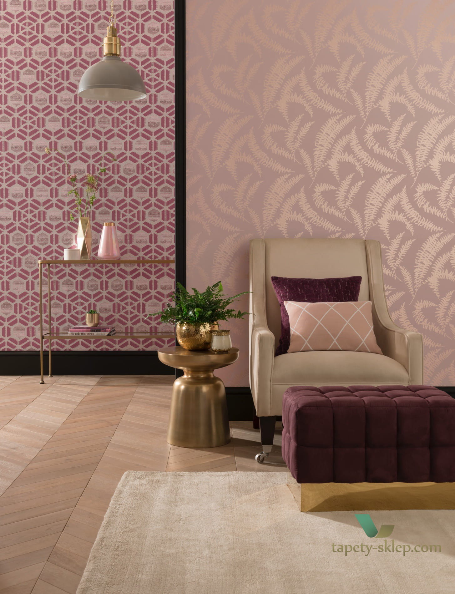 Tapeta 1838 Wallcoverings 1905-125-03 Felci Pink Stucco Capri