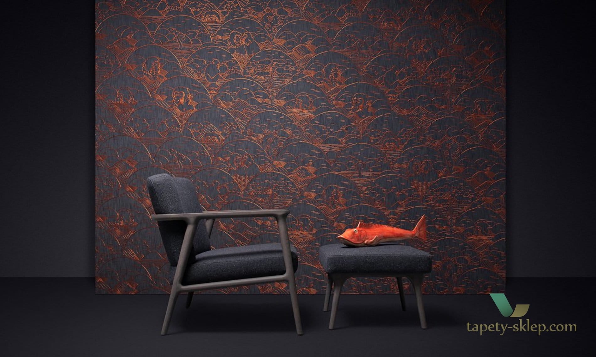 Tapeta Dżins Arte Moooi MO3000 Indigo Macaque Tokyo Blue
