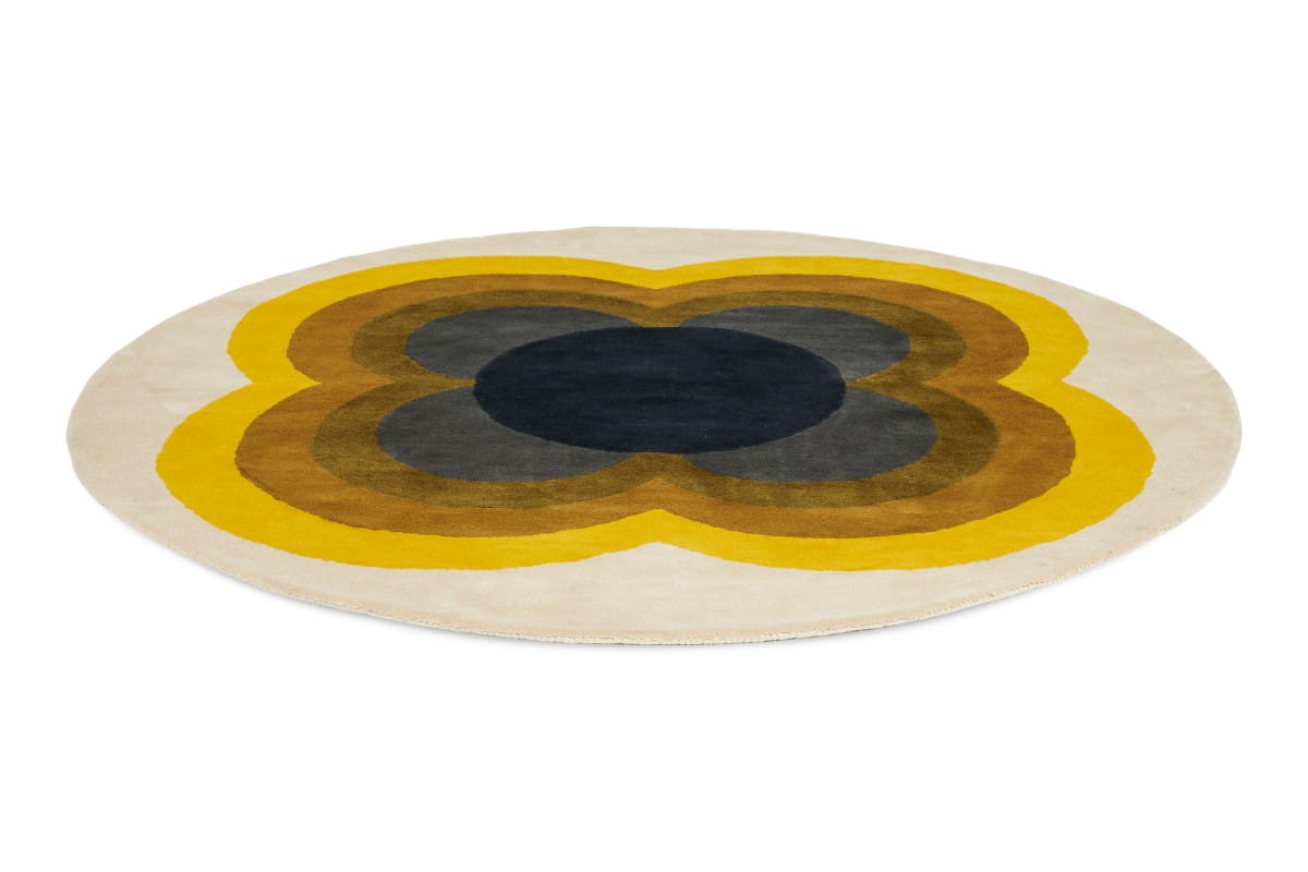 Okrągły Kolorowy Dywan Orla Kiely w Kwiaty - SUNFLOWER YELLOW 060006