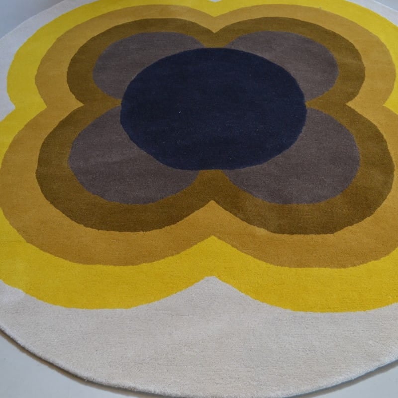 Okrągły Kolorowy Dywan Orla Kiely w Kwiaty - SUNFLOWER YELLOW 060006
