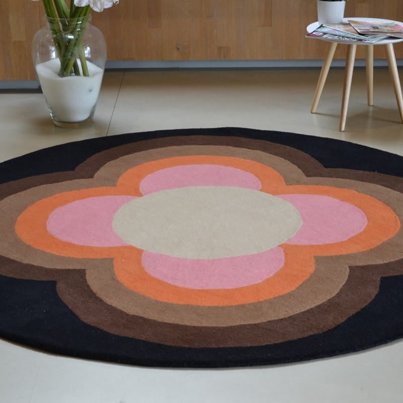 Okrągły Kolorowy Dywan Orla Kiely w Kwiaty - SUNFLOWER PINK 060005