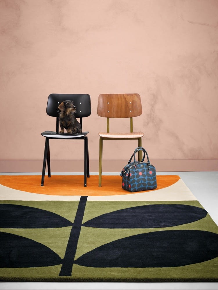 Kolorowy Dywan Orla Kiely w Liście i Kwiat - STEM BLACK 059803