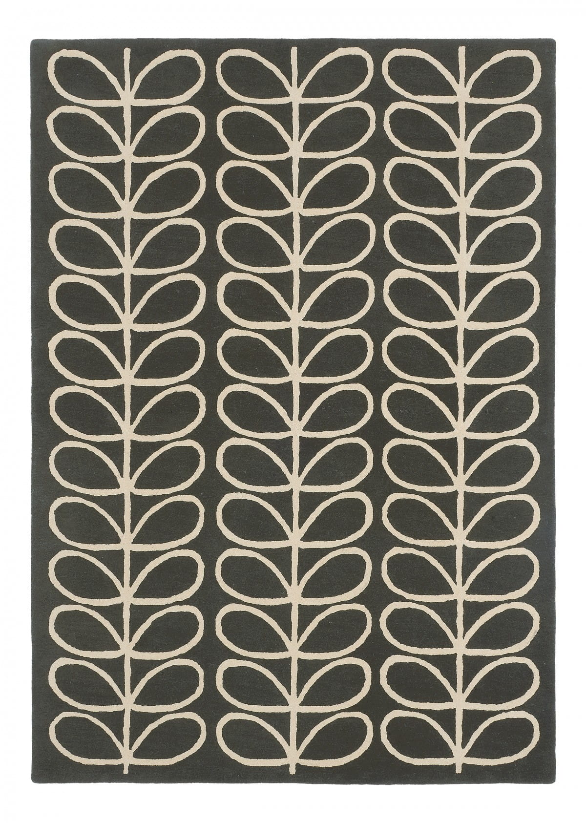 Czarno Beżowy Dywan Orla Kiely w Liście -  LINEAR STEM SLATE 060505