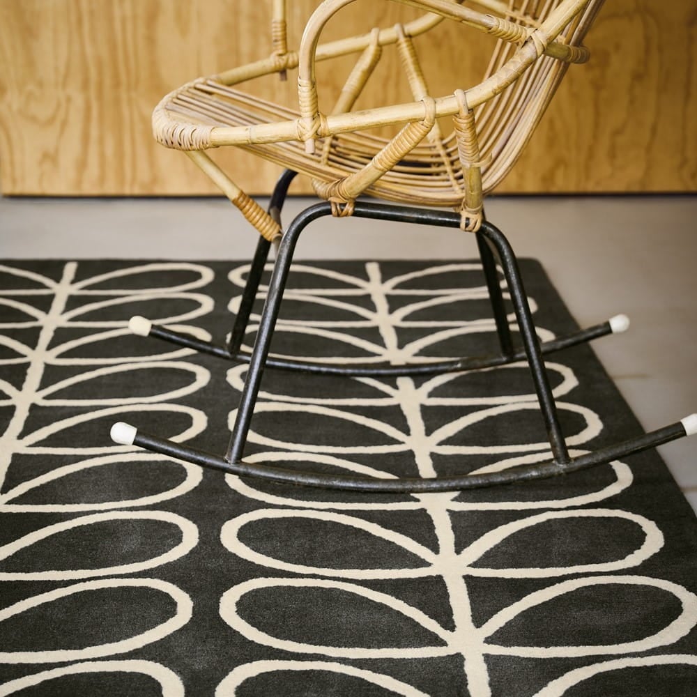 Czarno Beżowy Dywan Orla Kiely w Liście -  LINEAR STEM SLATE 060505