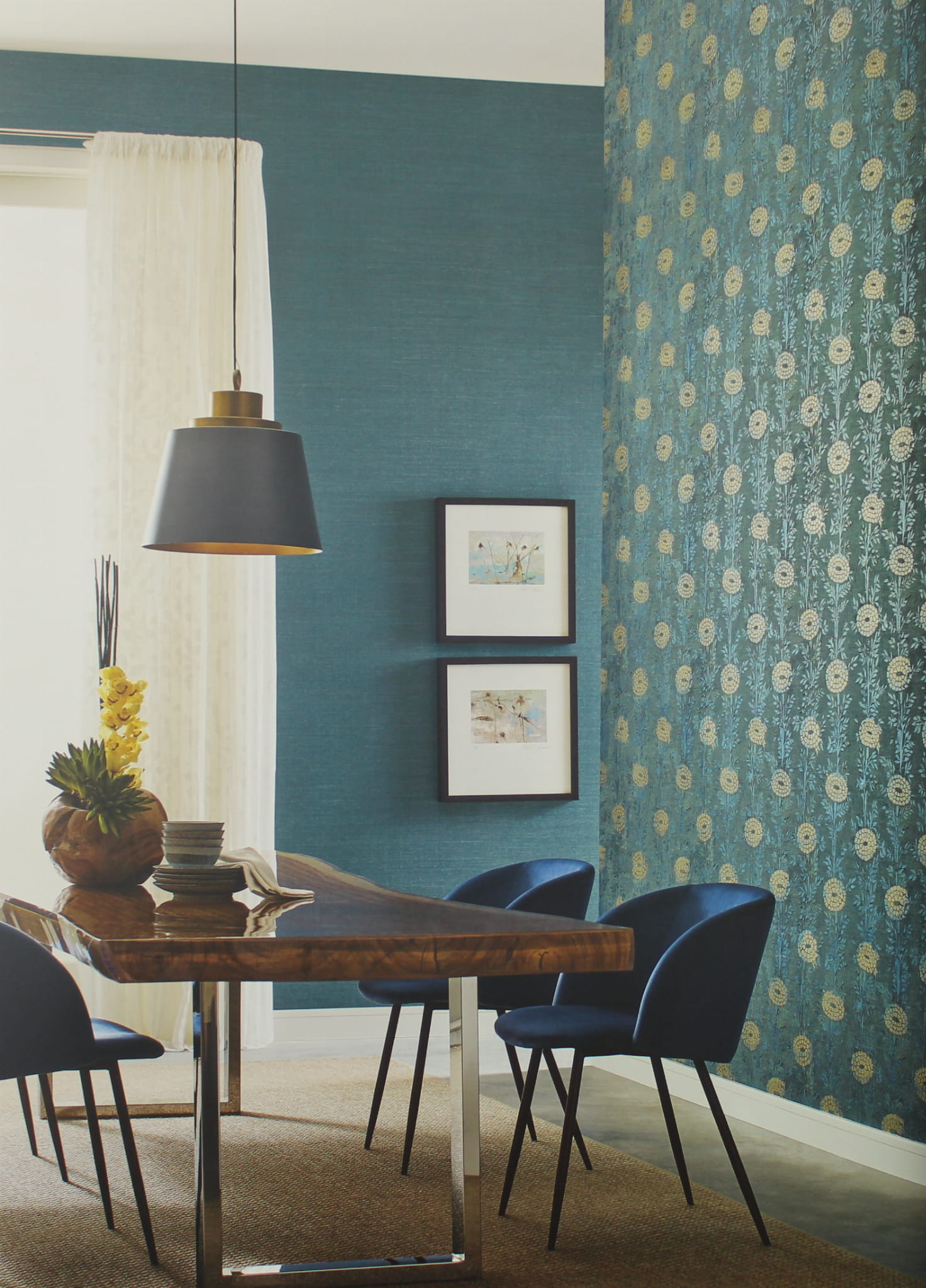 Tapeta w kwiaty vintage York Wallcoverings AF6519 French Marigold Tea Garden