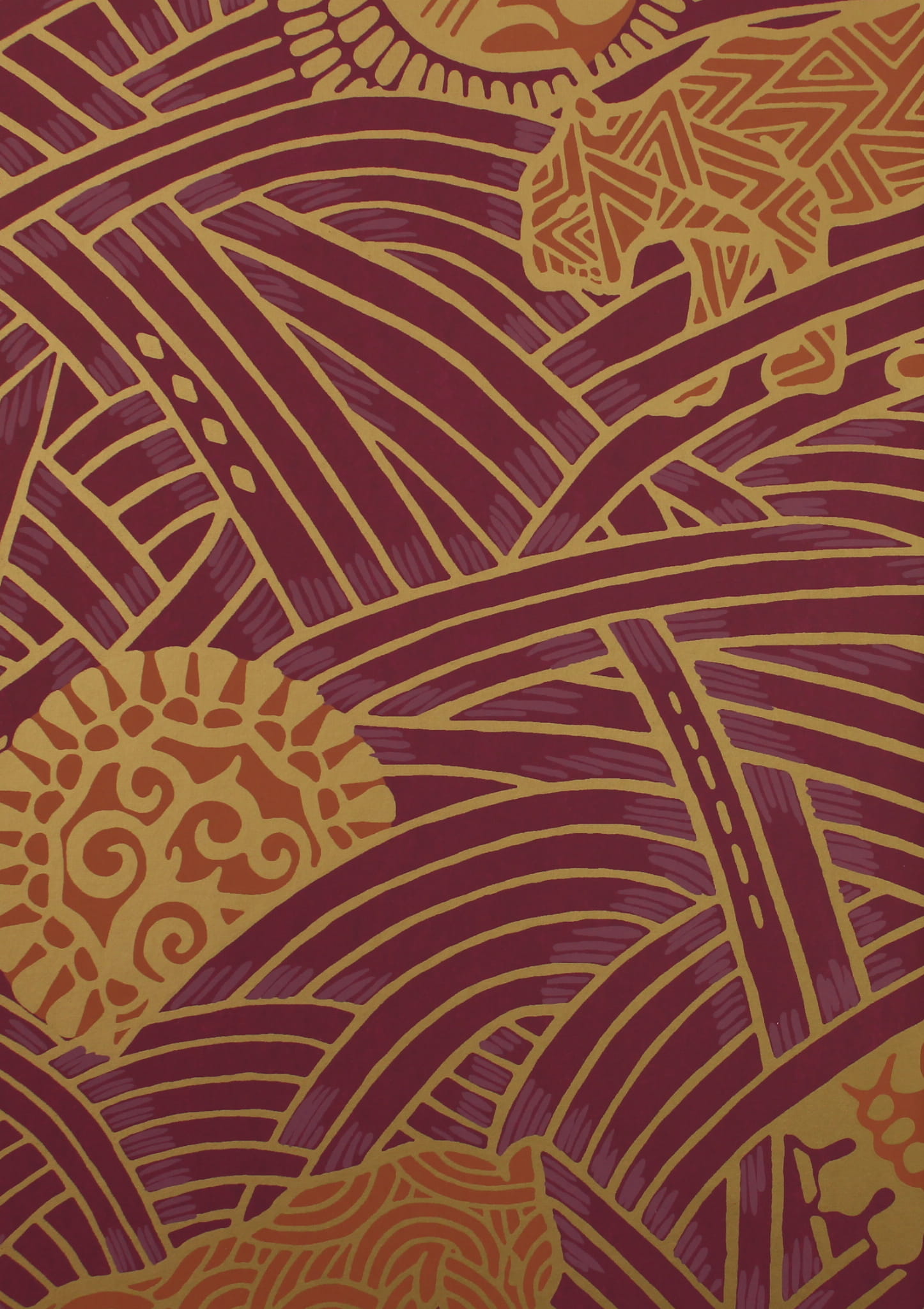 Tapeta Art-Deco York Wallcoverings AF6552 Tibetan Tigers Tea Garden