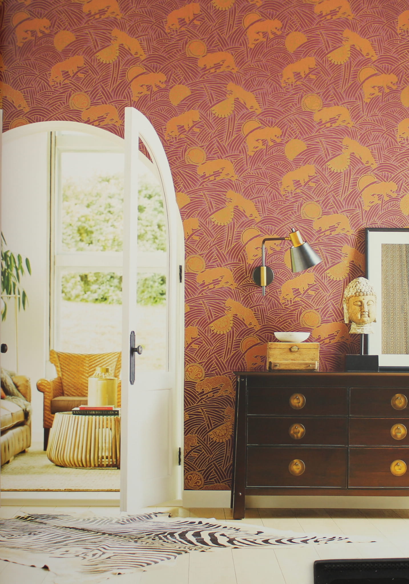 Tapeta Art-Deco York Wallcoverings AF6552 Tibetan Tigers Tea Garden