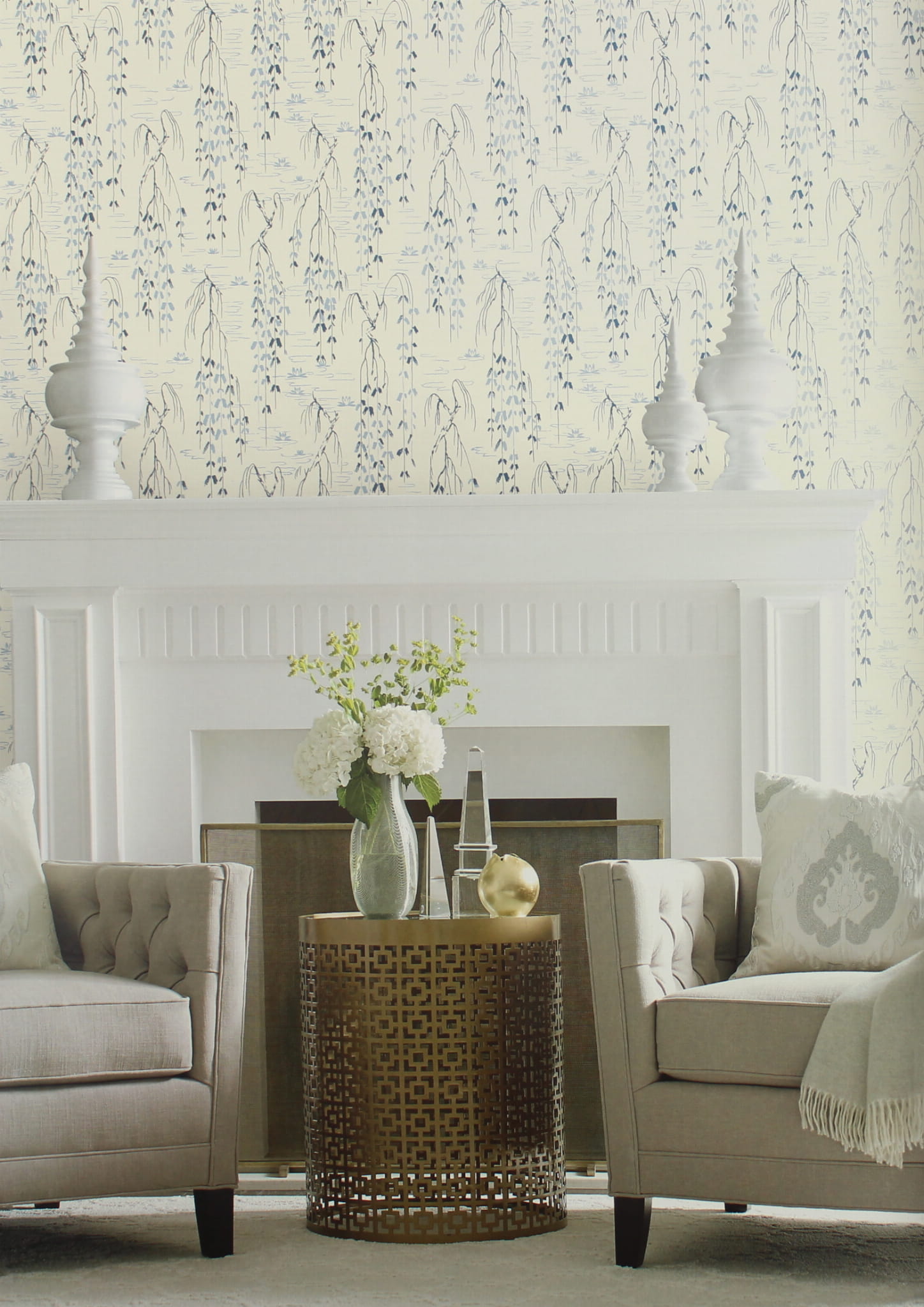 Tapeta roślinna York Wallcoverings AF6582 Willow Branches Tea Garden