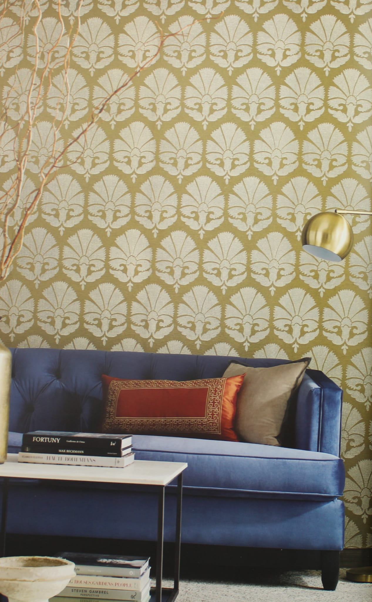 Tapeta ornament York Wallcoverings HC7572 Ottoman Fans Handcrafted Naturals