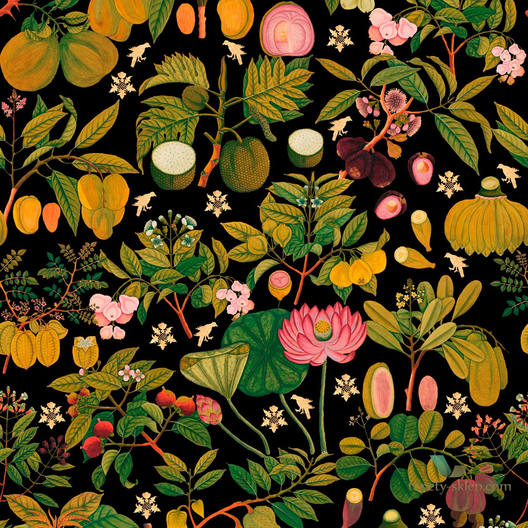 Tapeta Mind the Gap WP20314 Asian Fruits And Flowers Anthracite