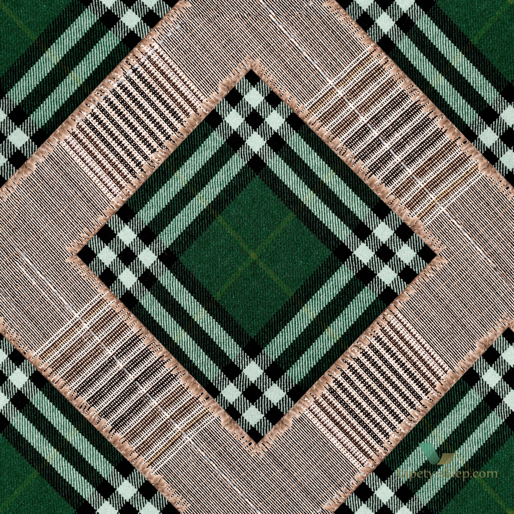 Tapeta Mind the Gap WP20389 Checkered Patchwork British Green