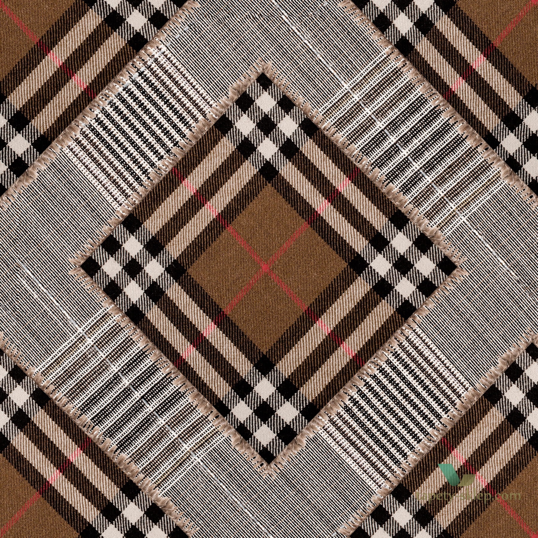 Tapeta Mind the Gap WP20390 Checkered Patchwork Mid Brown