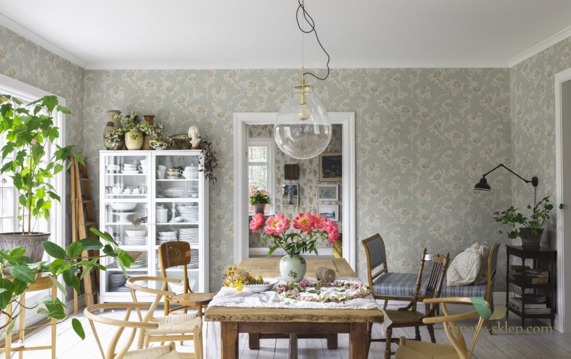 Tapeta Sandberg 830-28 Charlotta Spring-green Lofstad