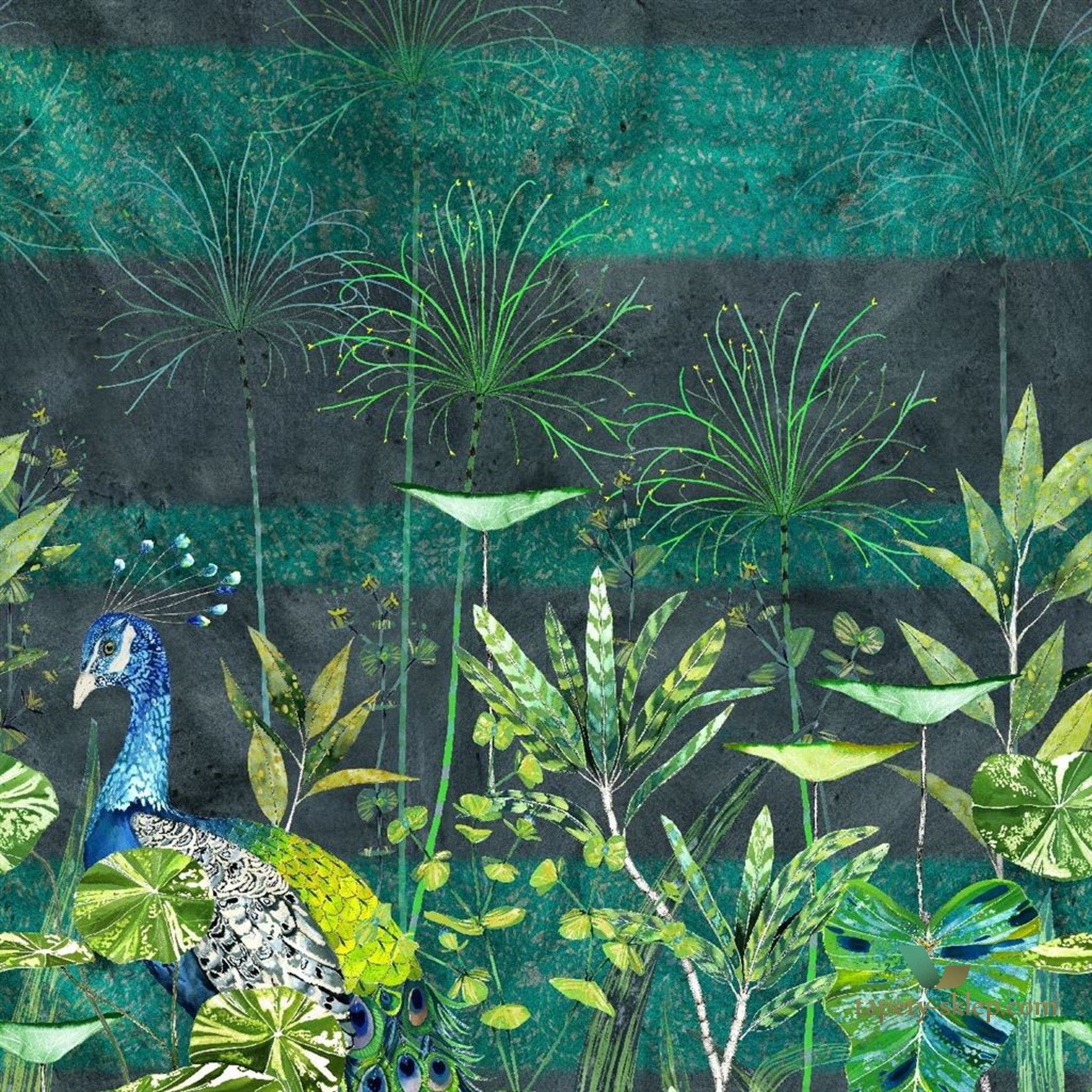 Mural Designers Guild PDG1069/01 Arjuna Leaf With Peacock