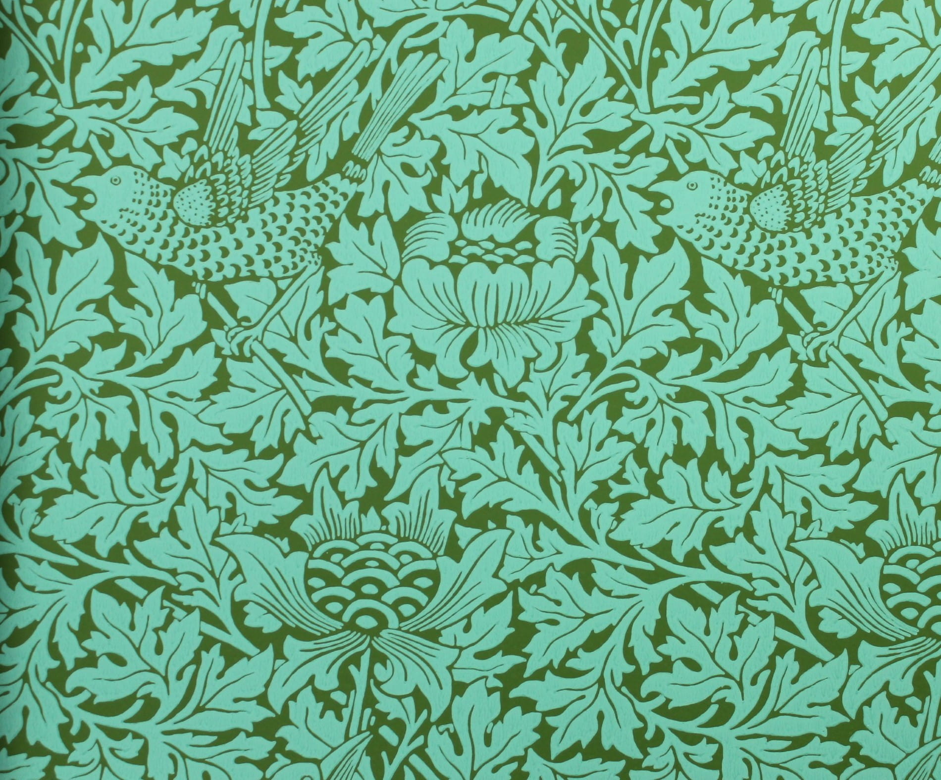 Tapeta Ptaki I Rośliny Morris & Co. 216958 Bird & Anemone The Queen Square Collection