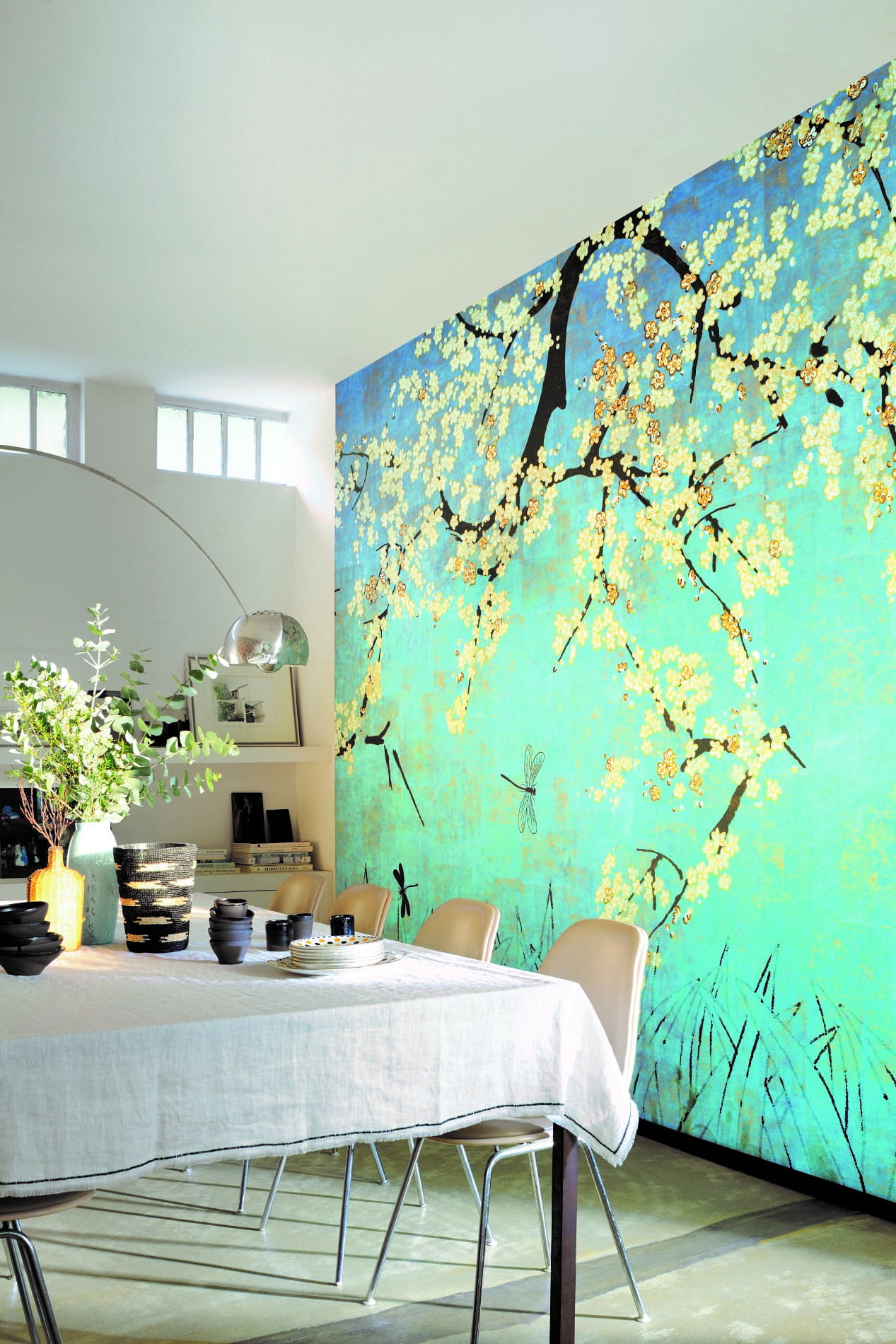 Mural kwitnące drzewa wiśni Elitis TP28901 Les Cerisiers Sauvages Soleil Levant