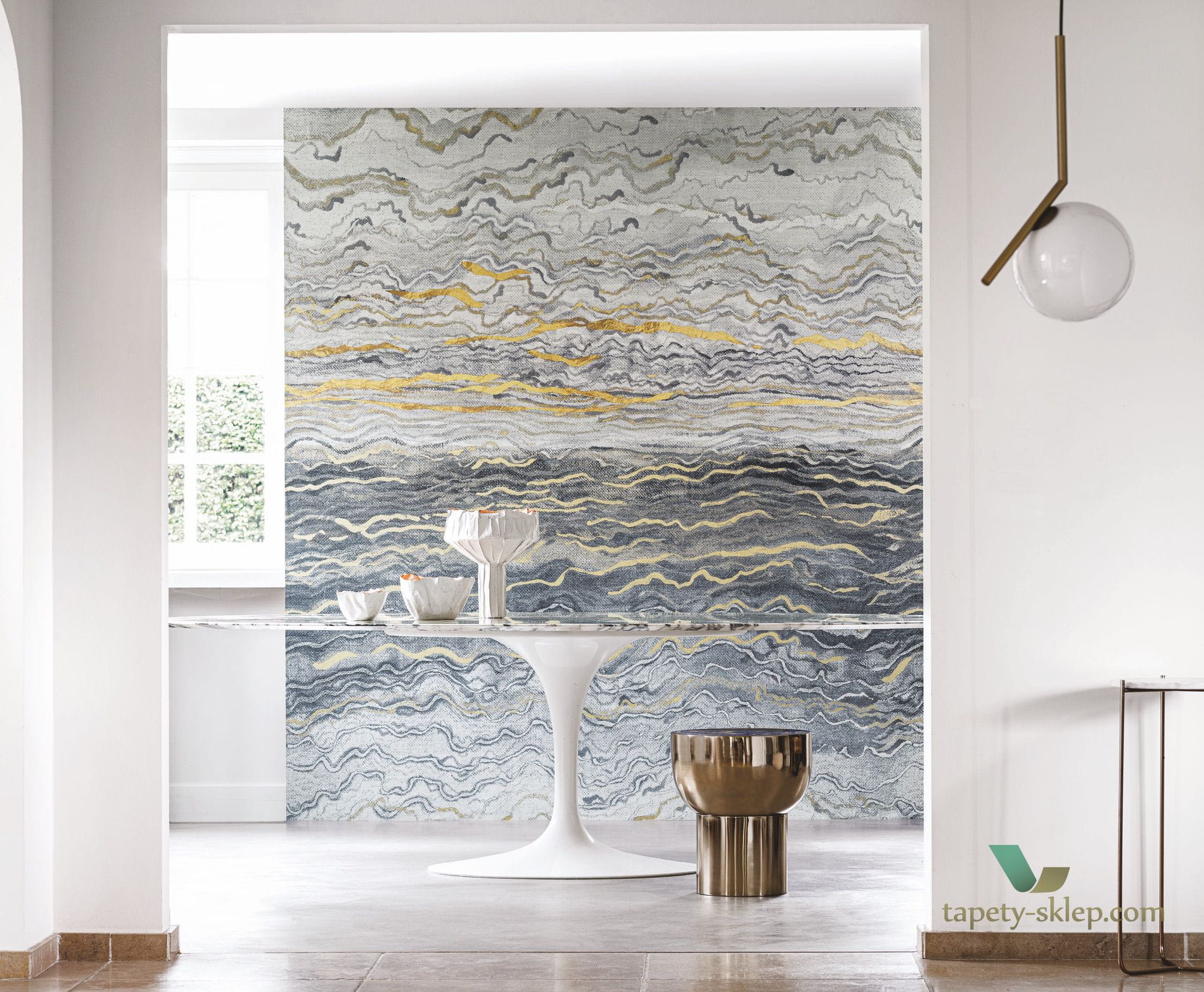 Mural imitujący marmur Casamance 75064192 Azurite Alliages