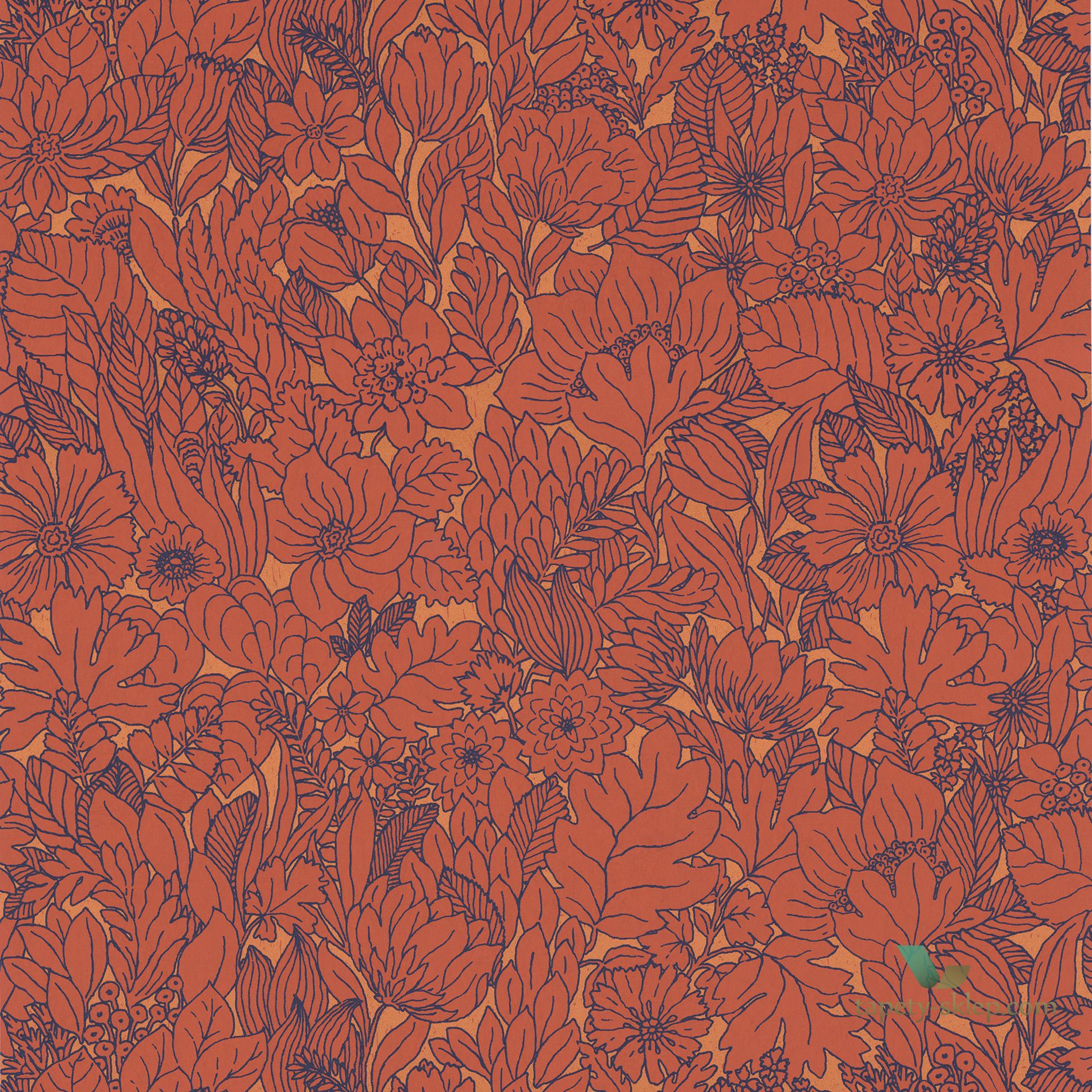 Tapeta w Kwiaty Vintage Casamance 75111324 Dahlia Ete Indien