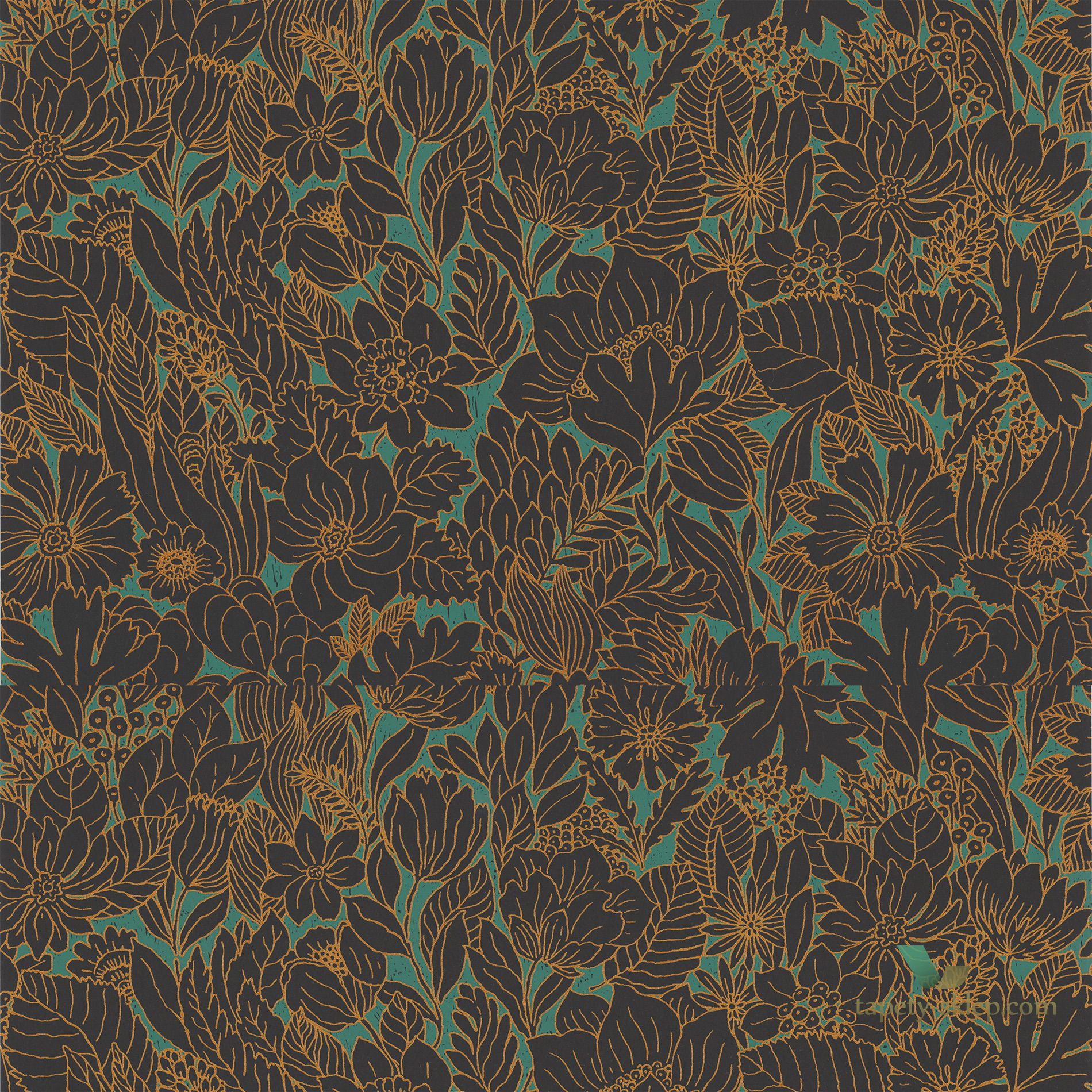 Tapeta w Kwiaty Vintage Casamance 75111528 Dahlia Ete Indien