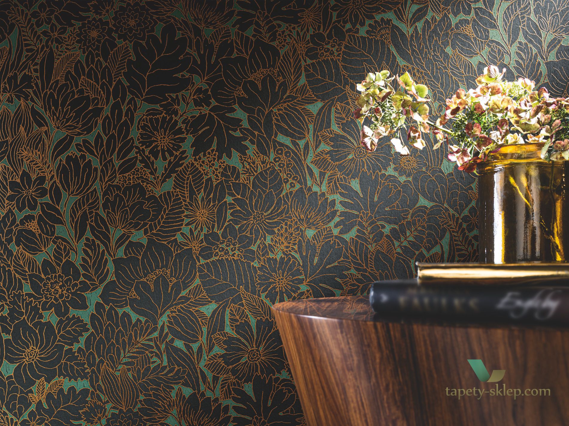 Tapeta w Kwiaty Vintage Casamance 75111528 Dahlia Ete Indien