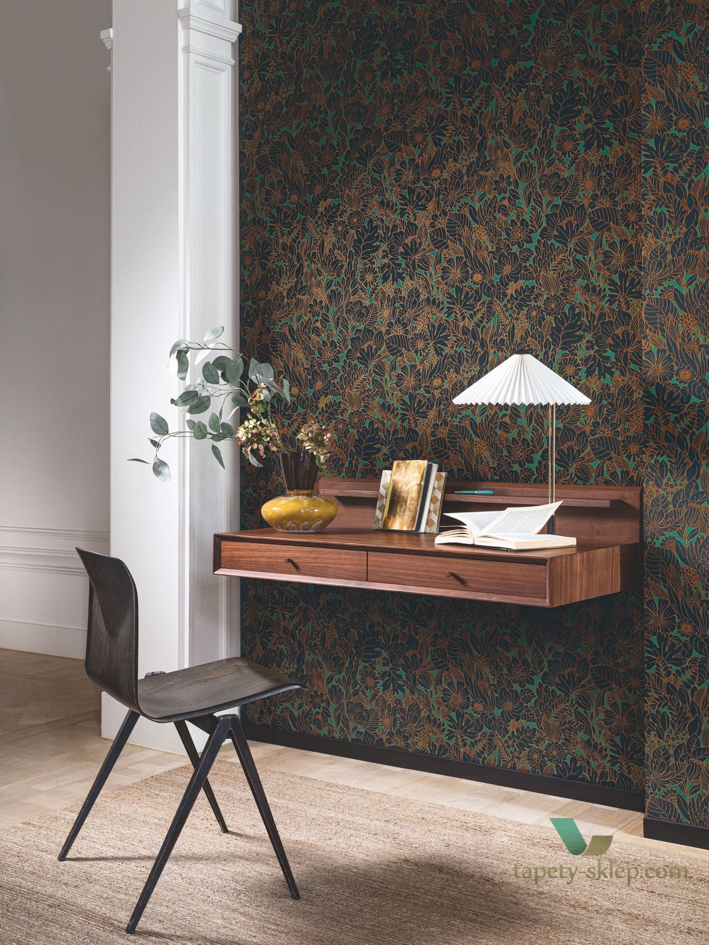 Tapeta w Kwiaty Vintage Casamance 75111630 Dahlia Ete Indien
