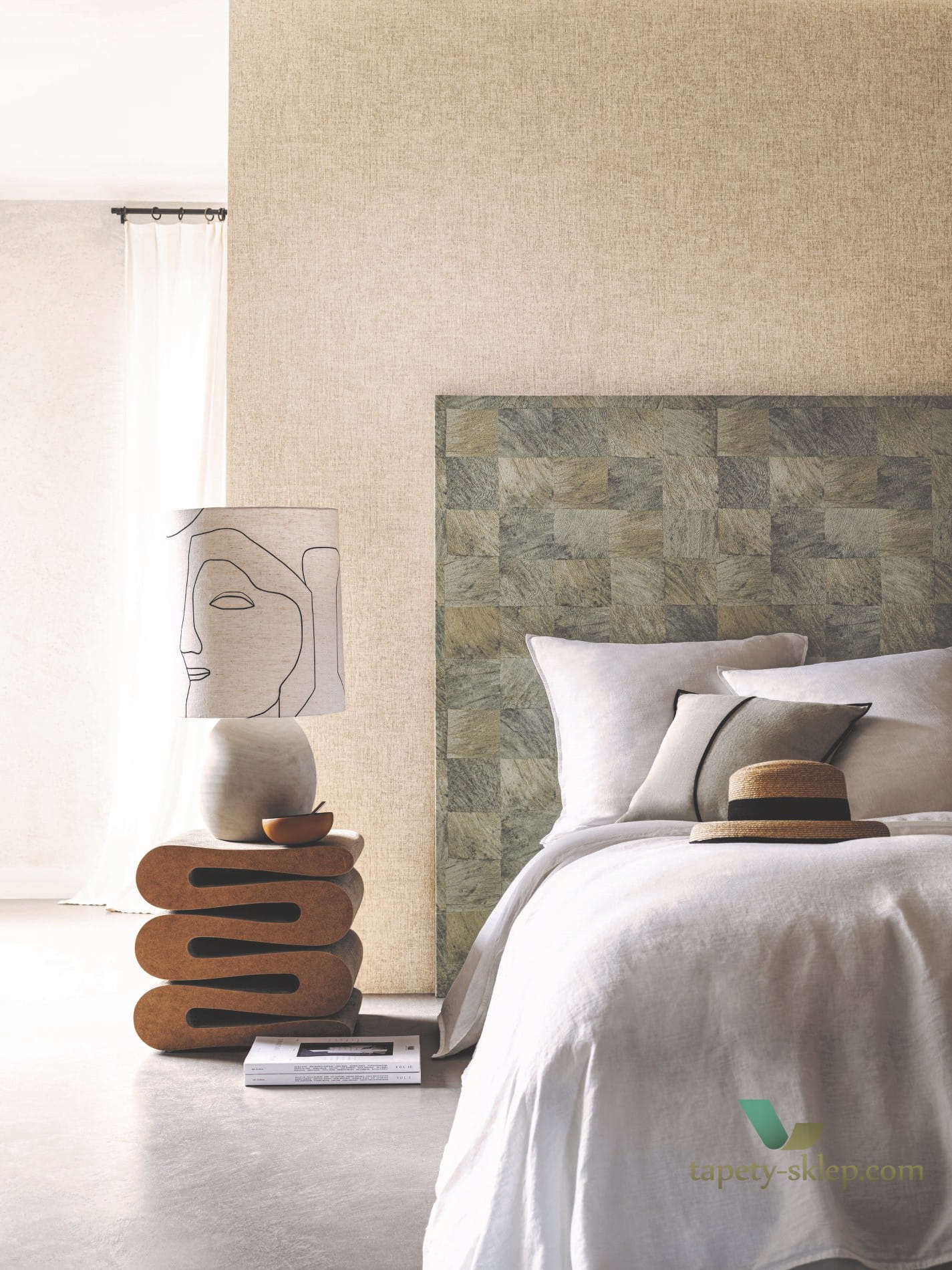 Tapeta imitująca drewnianą mozaikę Casamance 75173162 Abale Karabane