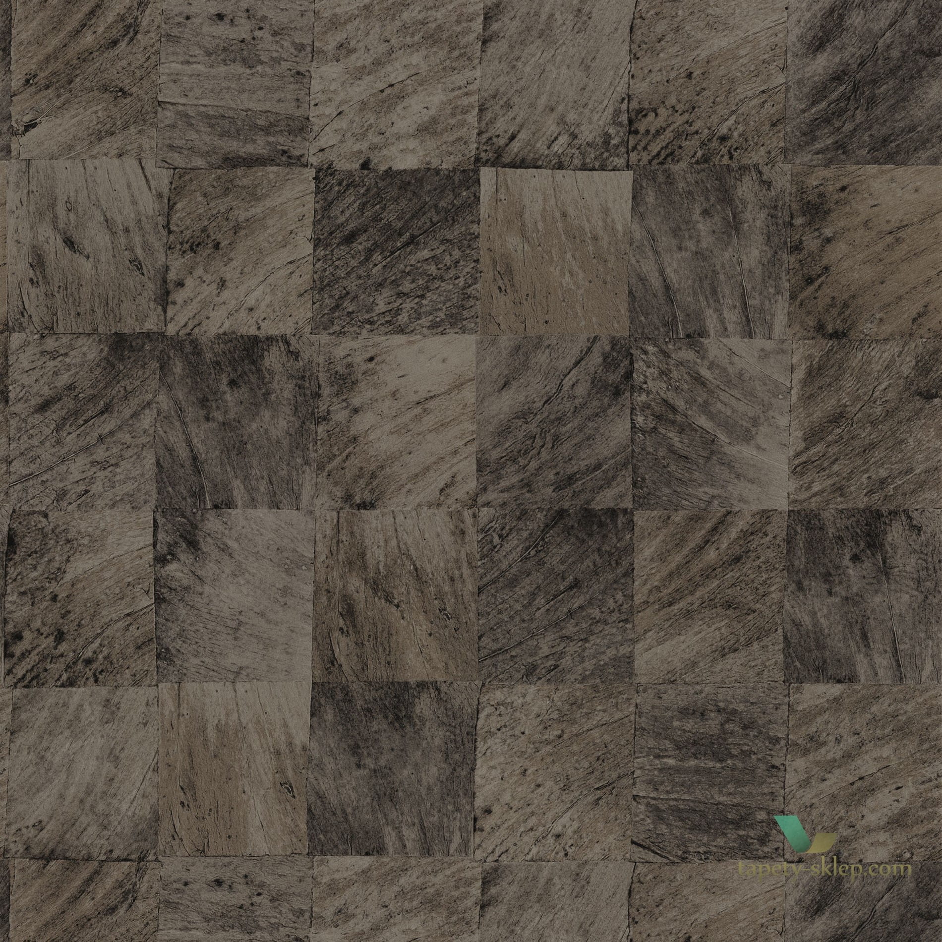 Tapeta imitująca drewnianą mozaikę Casamance 75173470 Abale Karabane