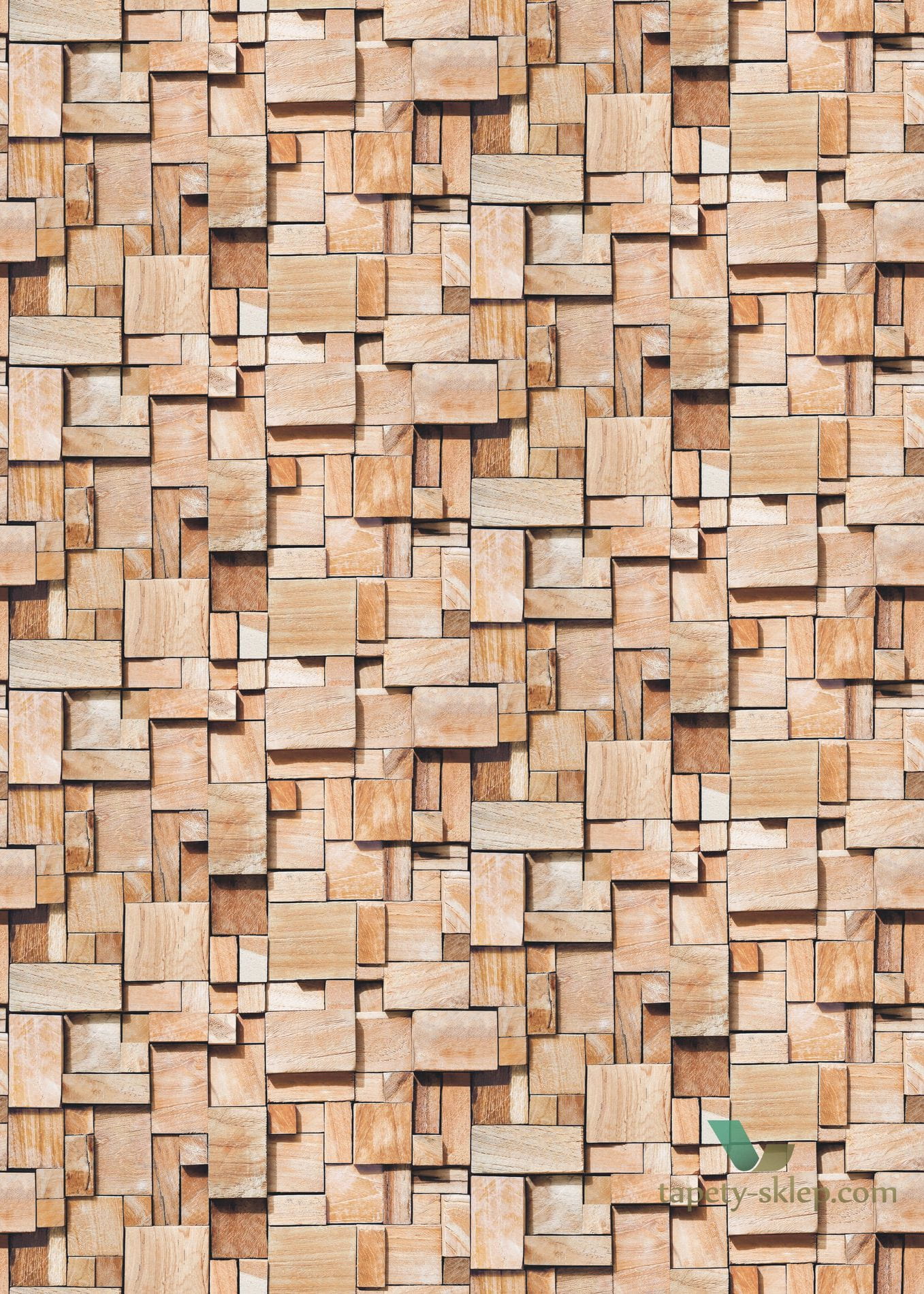Mural z efektem 3D Casadeco 86082548 Cubes Woods