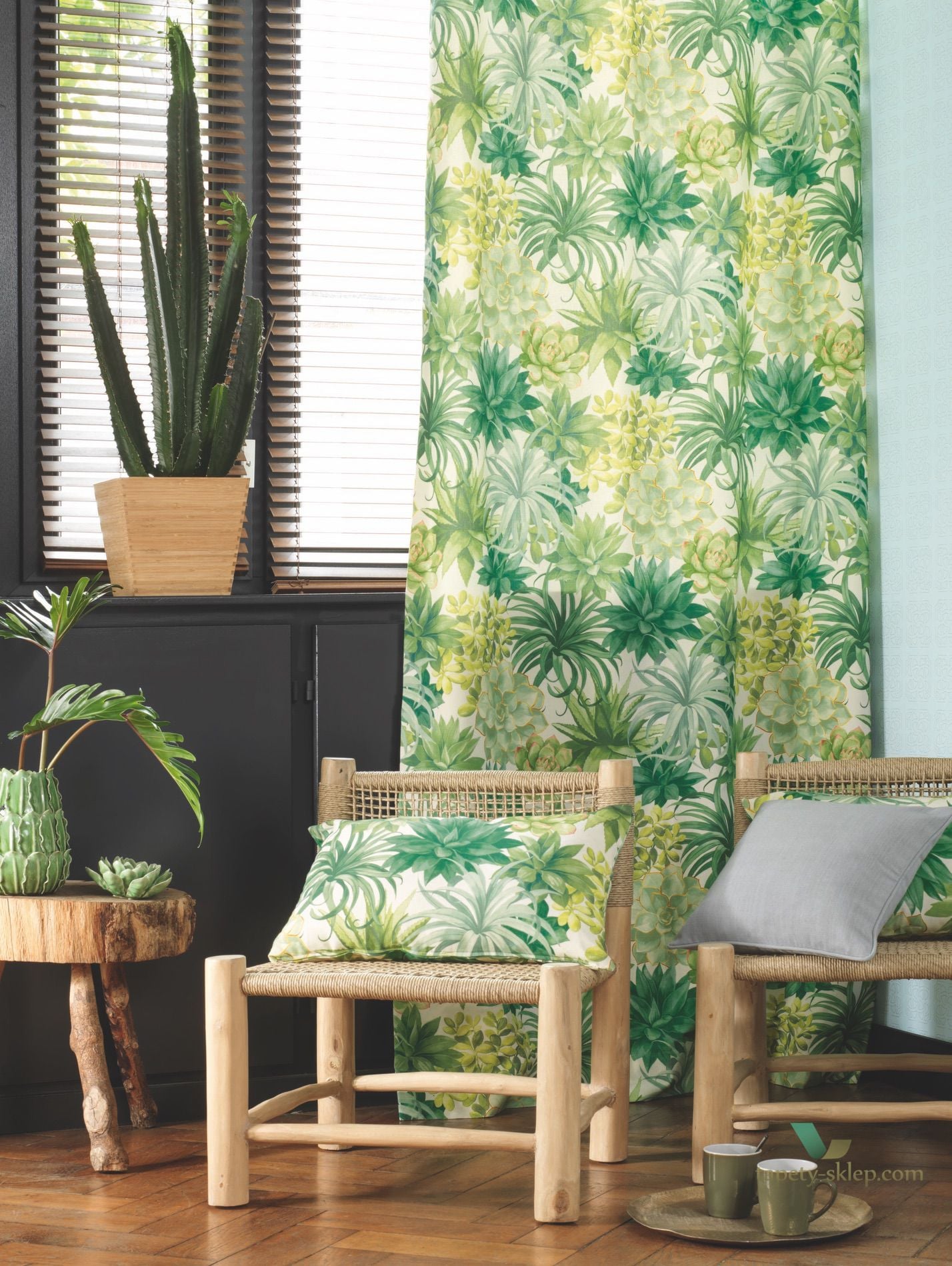 Tkanina Casadeco BOTA86111457 Echeveria Botanica