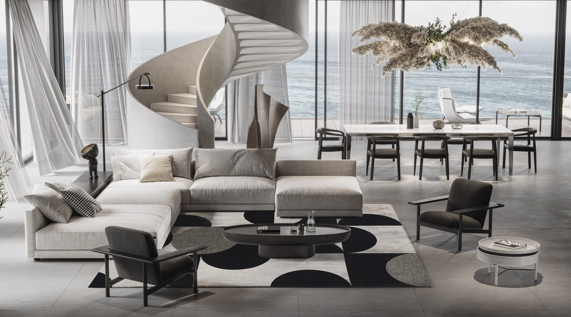 Dywan Geometryczny Carpet Decor Mono White Art Deco Collection