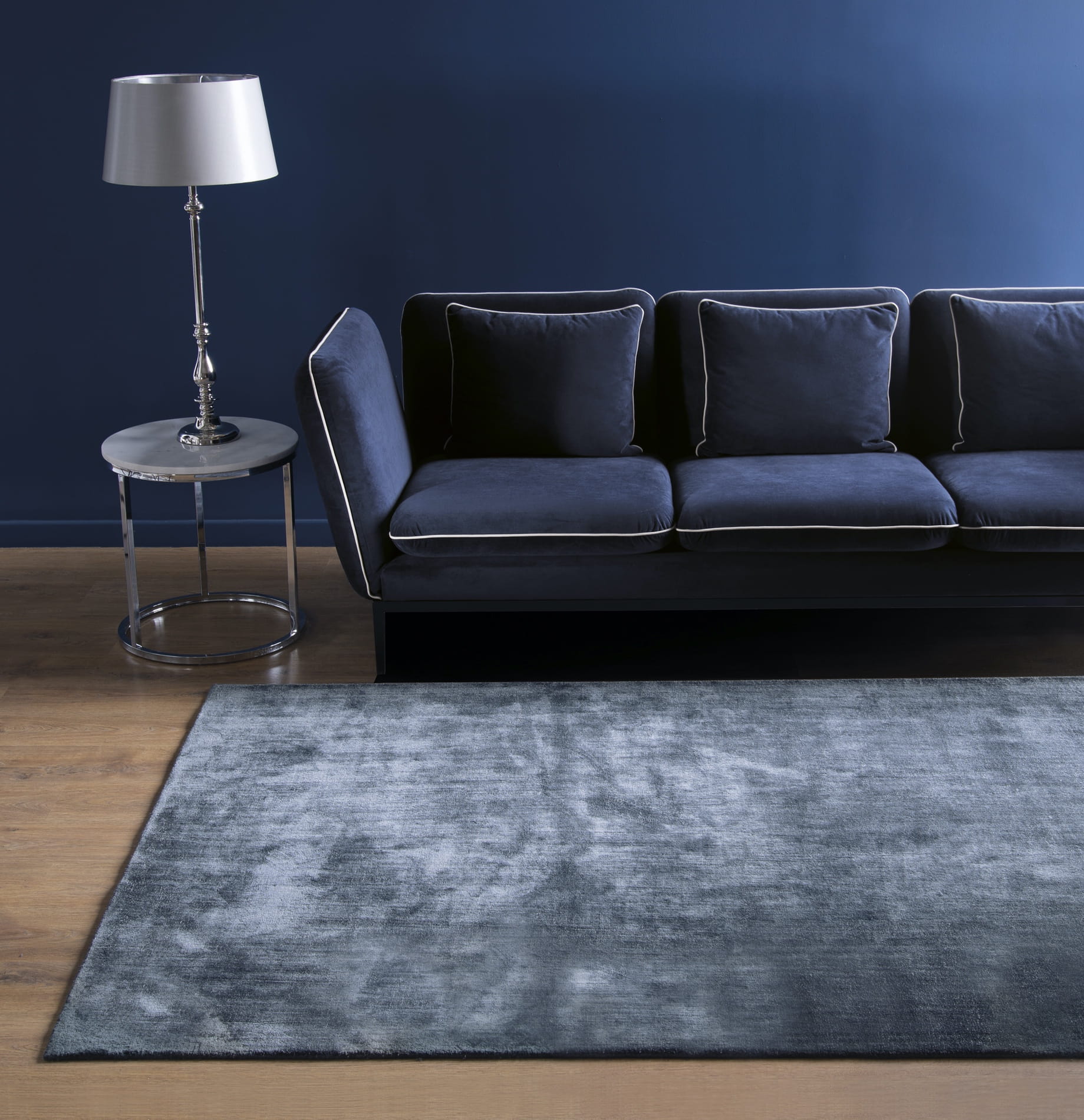 Dywan Nowoczesny Carpet Decor Linen Dark Blue Handmade Collection