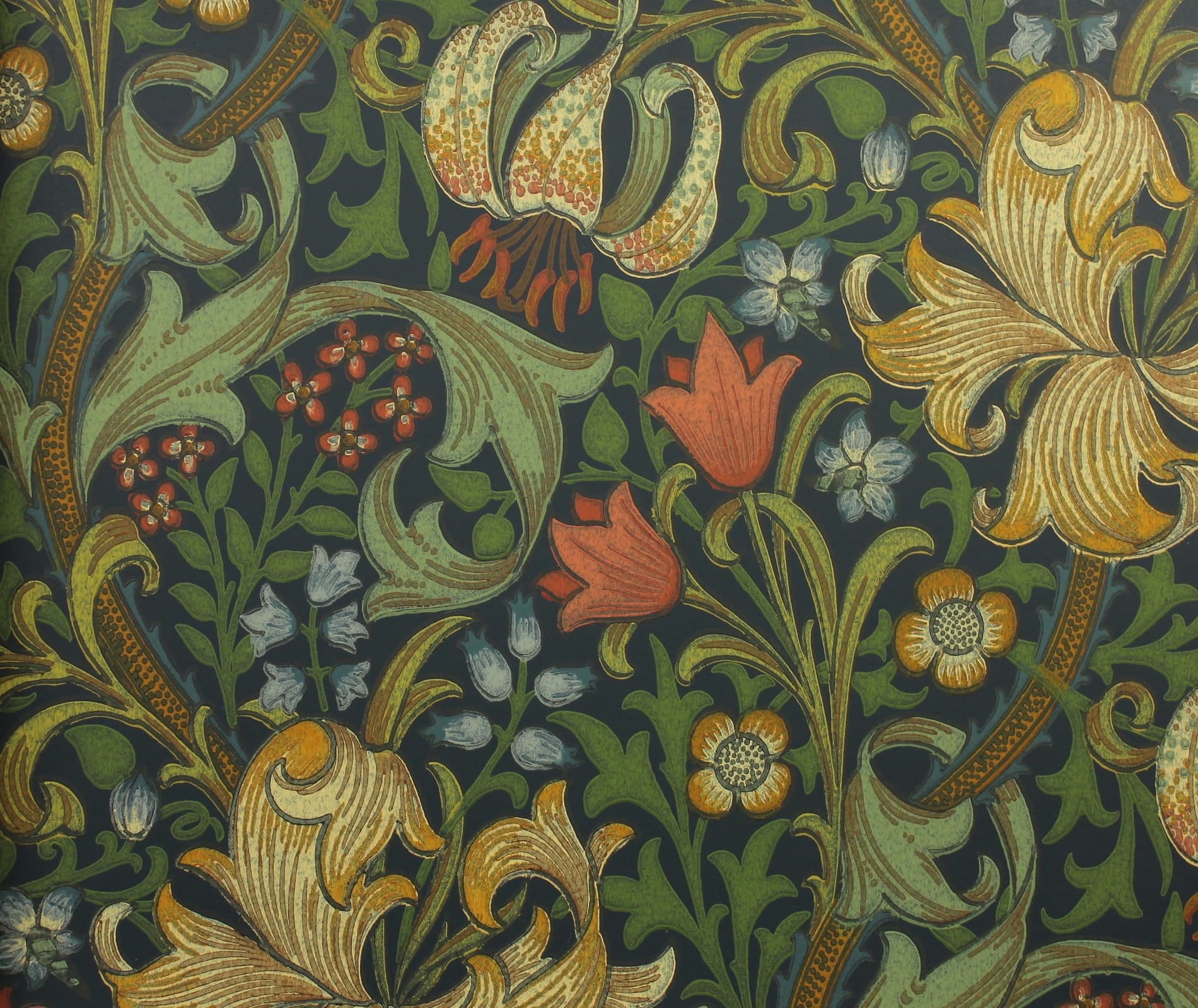 Tapeta Kwiaty Morris & Co. 216816 Golden Lily Compilation