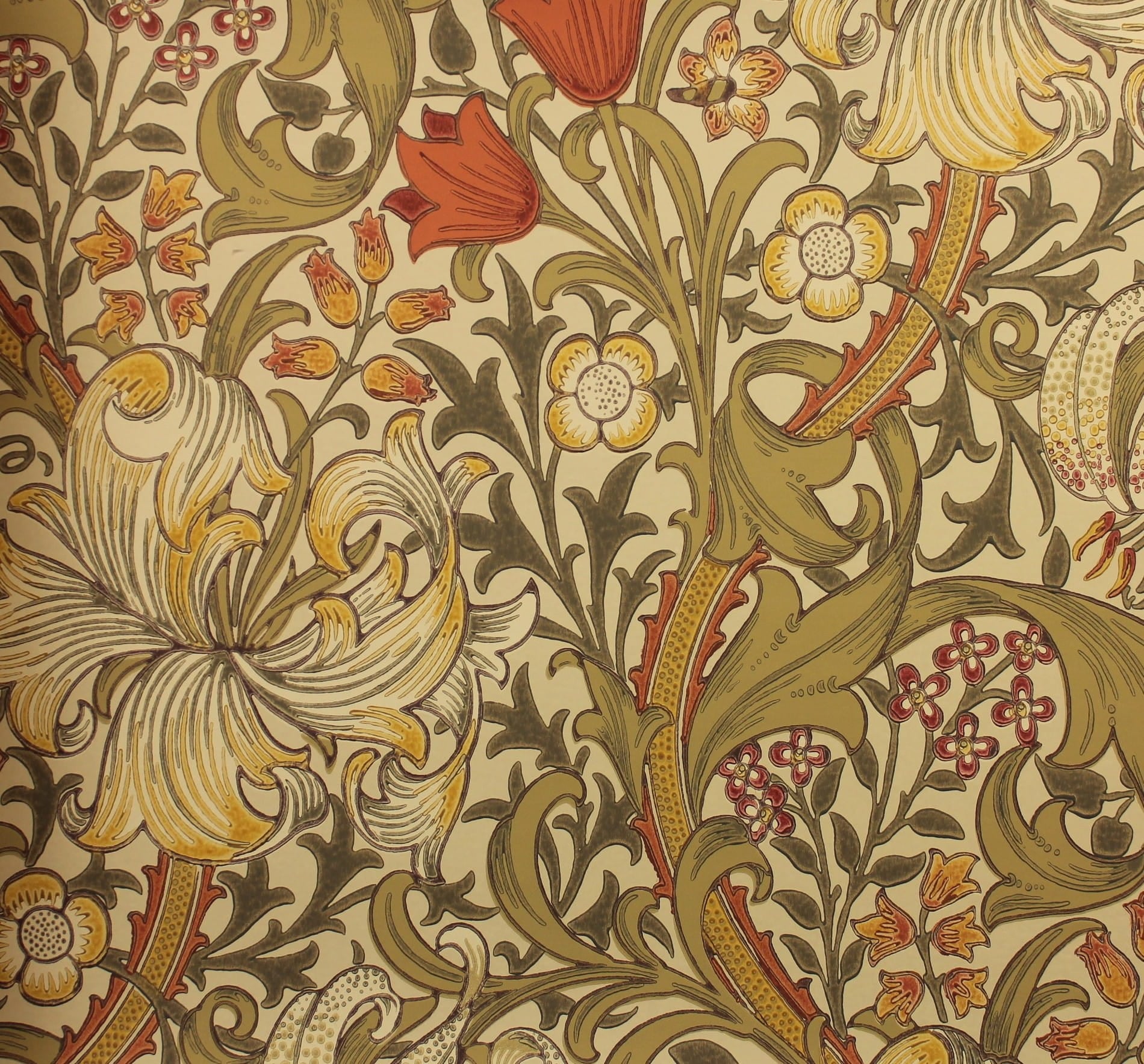 Tapeta Kwiaty Morris & Co. 216869 Golden Lily Compilation