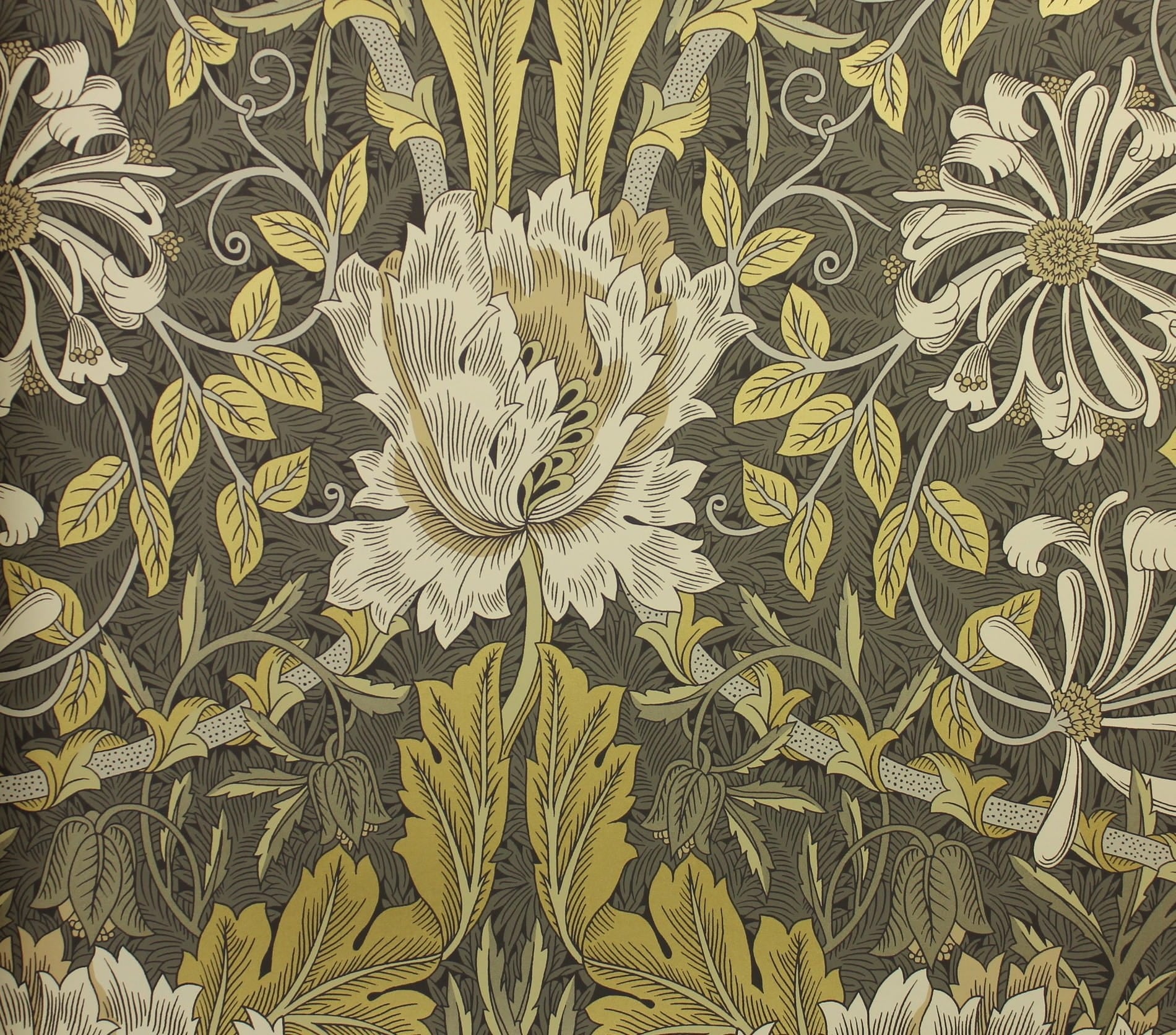 Tapeta Roślinny Ornament Morris & Co. 216827 Honeysuckle & Tulip Compilation