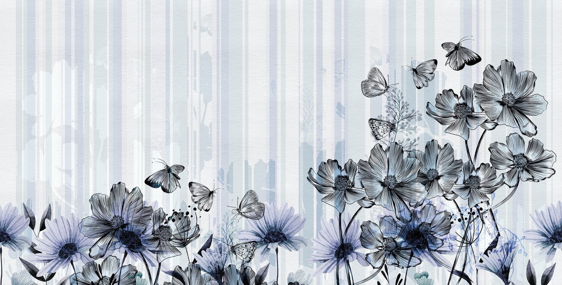 Tapeta Polne Kwiaty Inkiostro Bianco FLOWERLINES INKLSMQ2003 Sketchbook Collection
