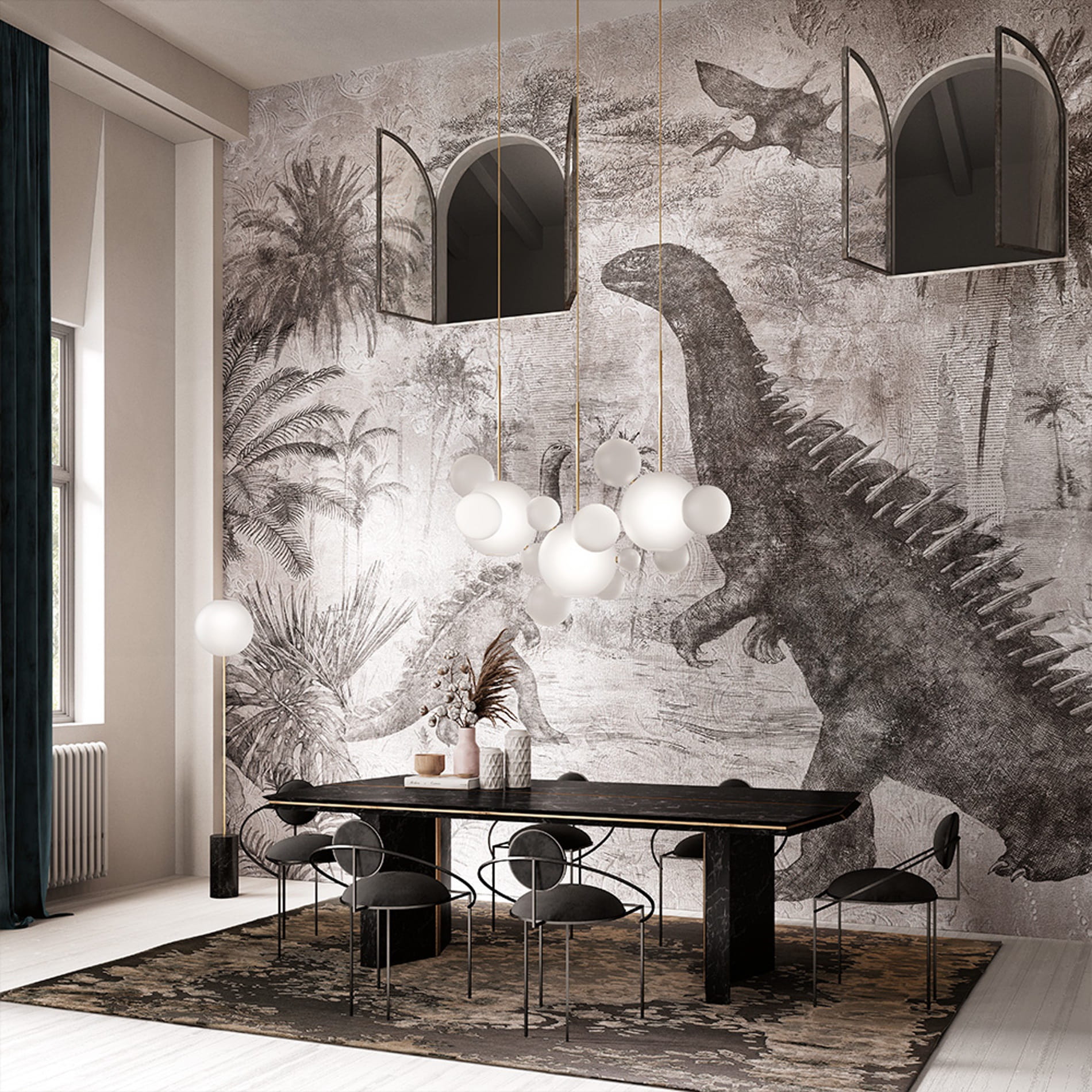 Tapeta Dinozaury Inkiostro Bianco HEARTLAND INKDSKJ2001 Sketchbook Collection