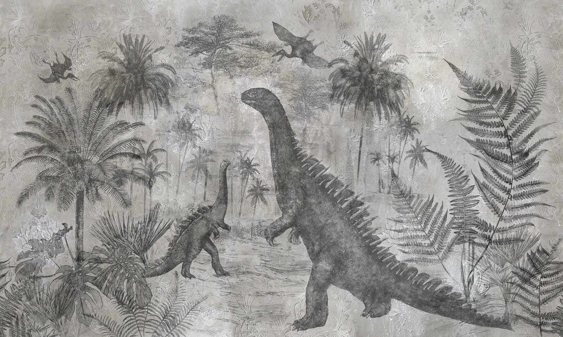Tapeta Dinozaury Inkiostro Bianco HEARTLAND INKDSKJ2001 Sketchbook Collection