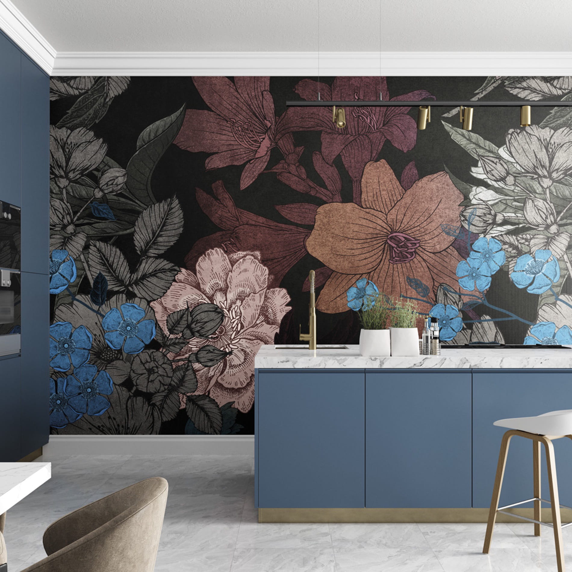 Tapeta w okazałe kwiaty Inkiostro Bianco FABULA INKBIAA2002 Inediti Cruise Collection